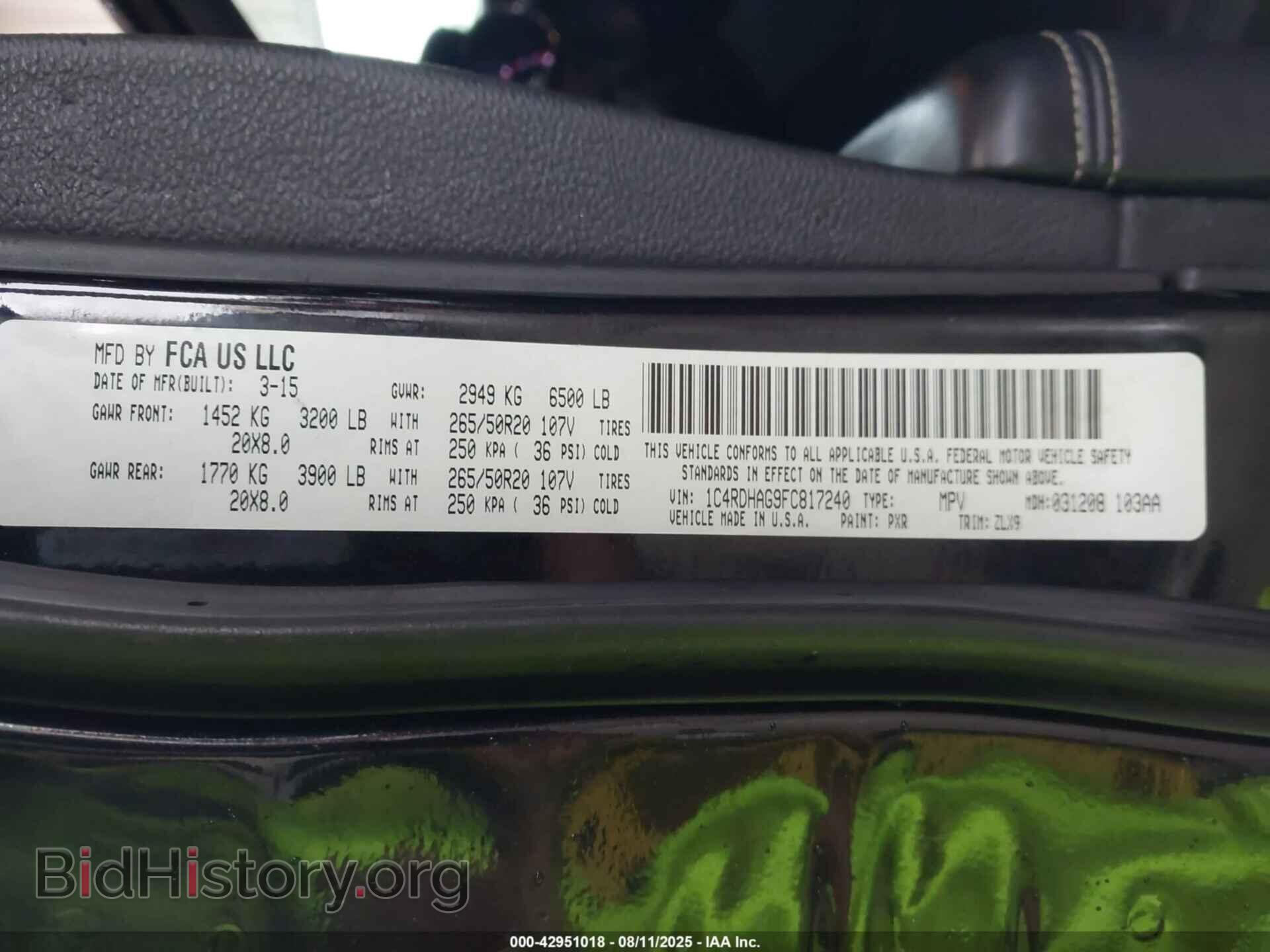 2015 DODGE DURANGO - VIN: 1C4RDHAG9FC817240 - Photo 9