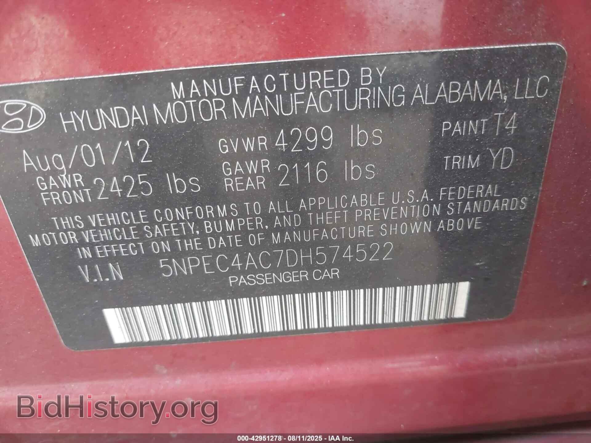 2013 HYUNDAI SONATA - VIN: 5NPEC4AC7DH574522 - Фото 9