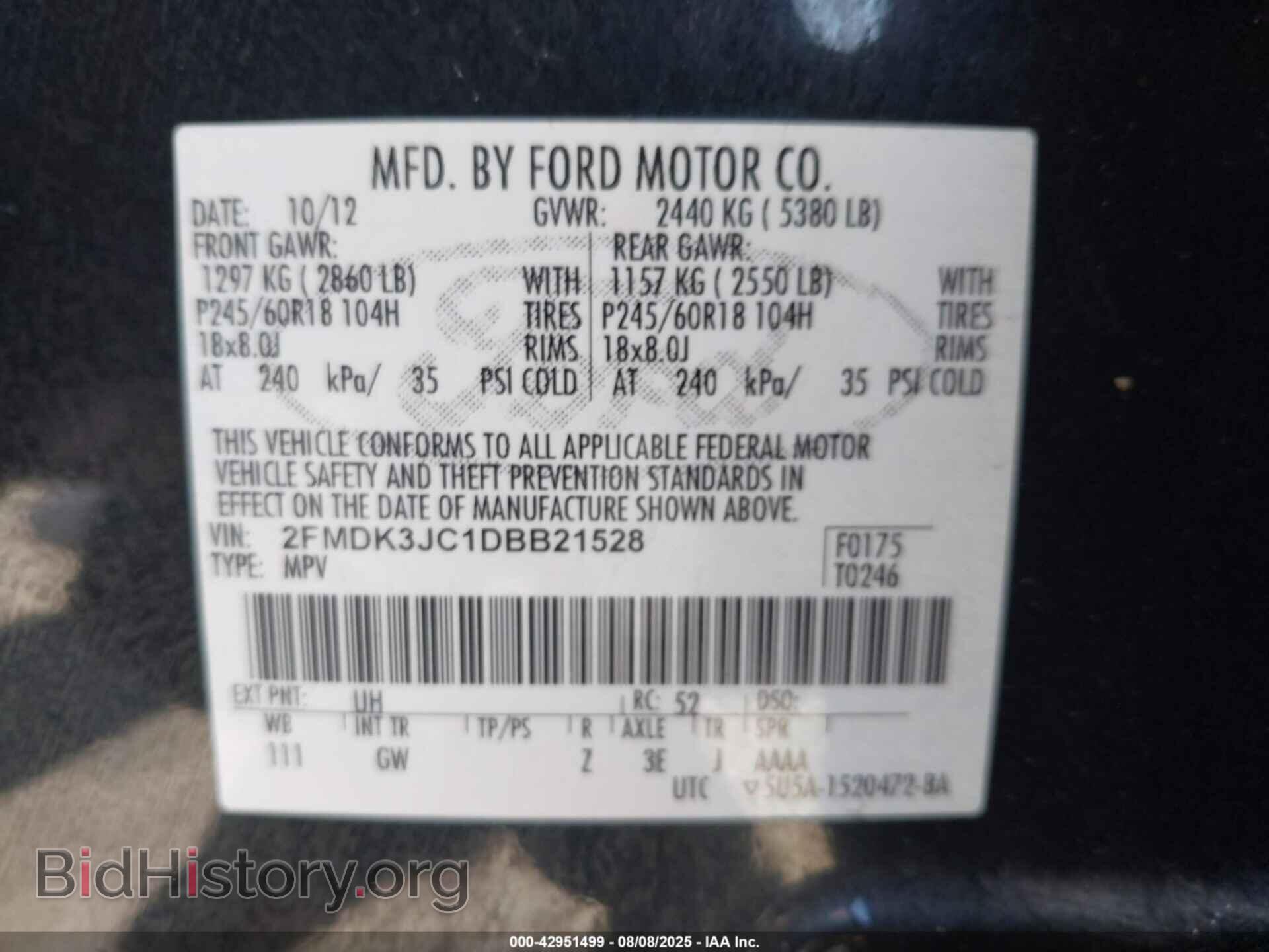 2013 FORD EDGE - VIN: 2FMDK3JC1DBB21528 - Photo 9