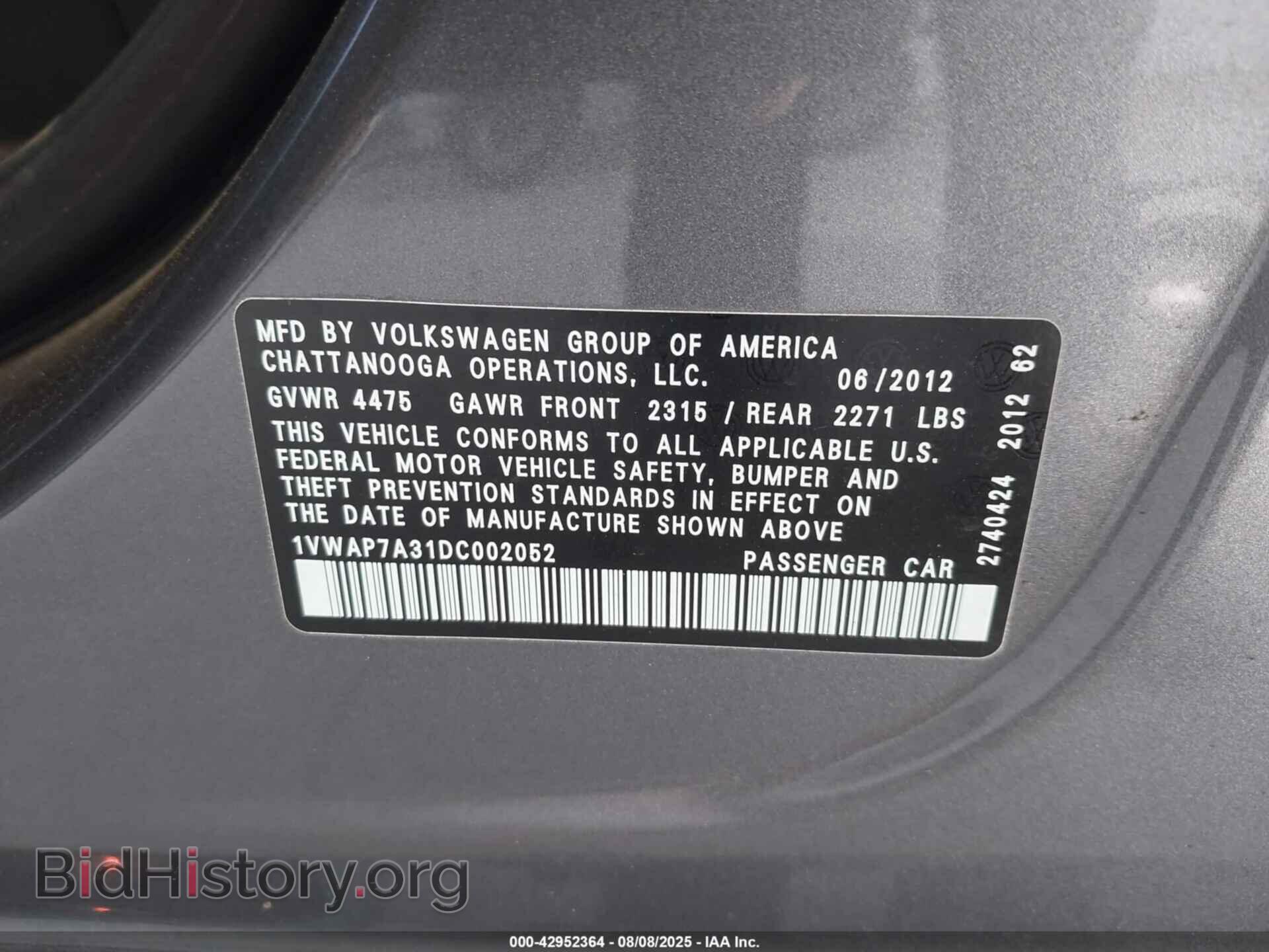 2013 VOLKSWAGEN PASSAT - VIN: 1VWAP7A31DC002052 - Фото 9