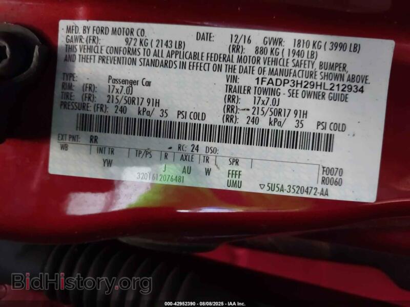 2017 Ford FOCUS (VIN 1FADP3H29HL212934) — photo 9 of 16