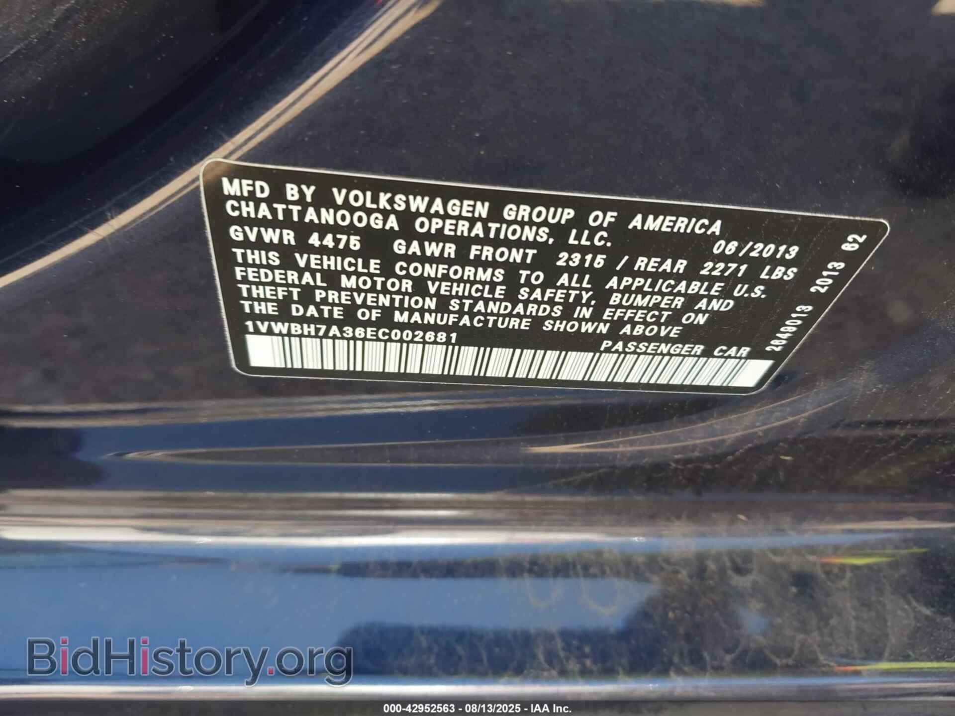 2014 VOLKSWAGEN PASSAT - VIN: 1VWBH7A36EC002681 - Фото 9