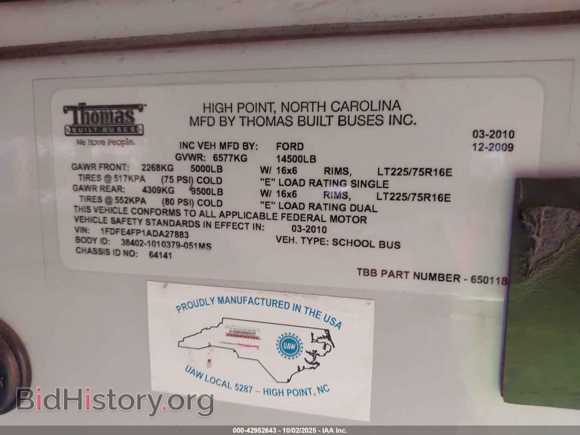 2010 FORD E-450 CUTAWAY - VIN: 1FDFE4FP1ADA27883 - Фото 8
