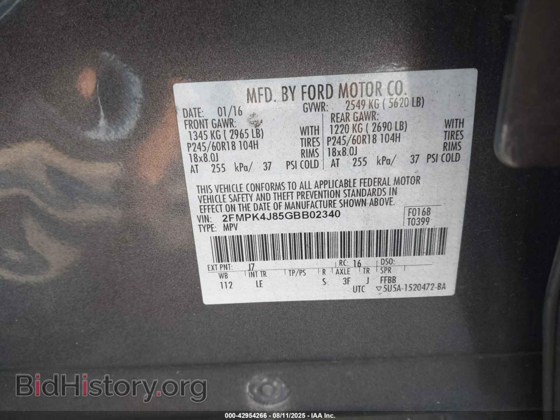 2016 FORD EDGE - VIN: 2FMPK4J85GBB02340 - Photo 9