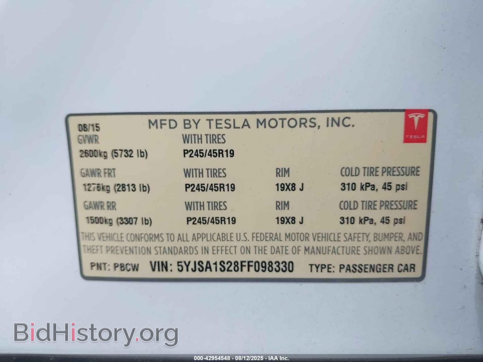 2015 TESLA MODEL S - VIN: 5YJSA1S28FF098330 - Photo 9