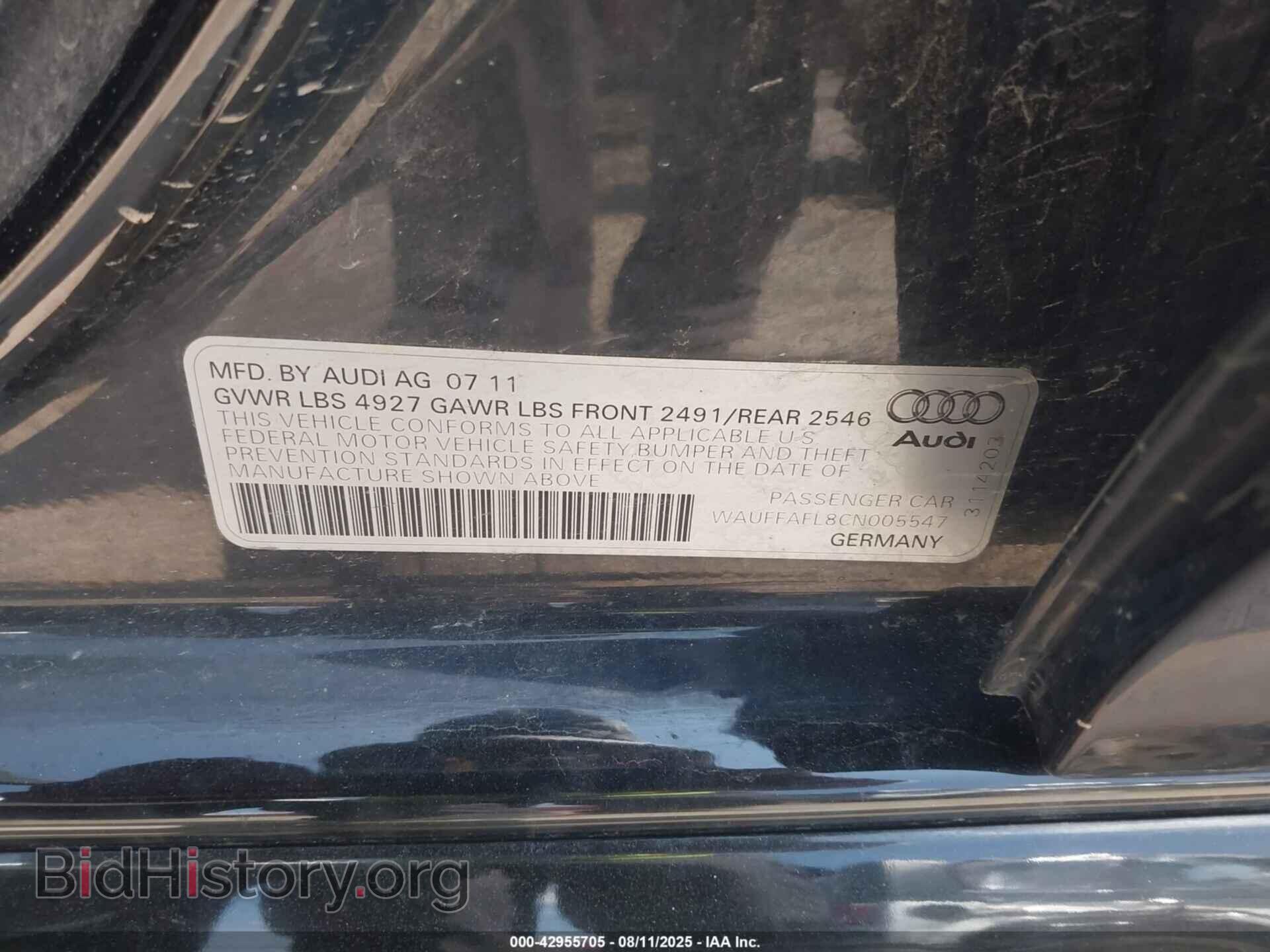 2012 AUDI A4 - VIN: WAUFFAFL8CN005547 - Фото 9