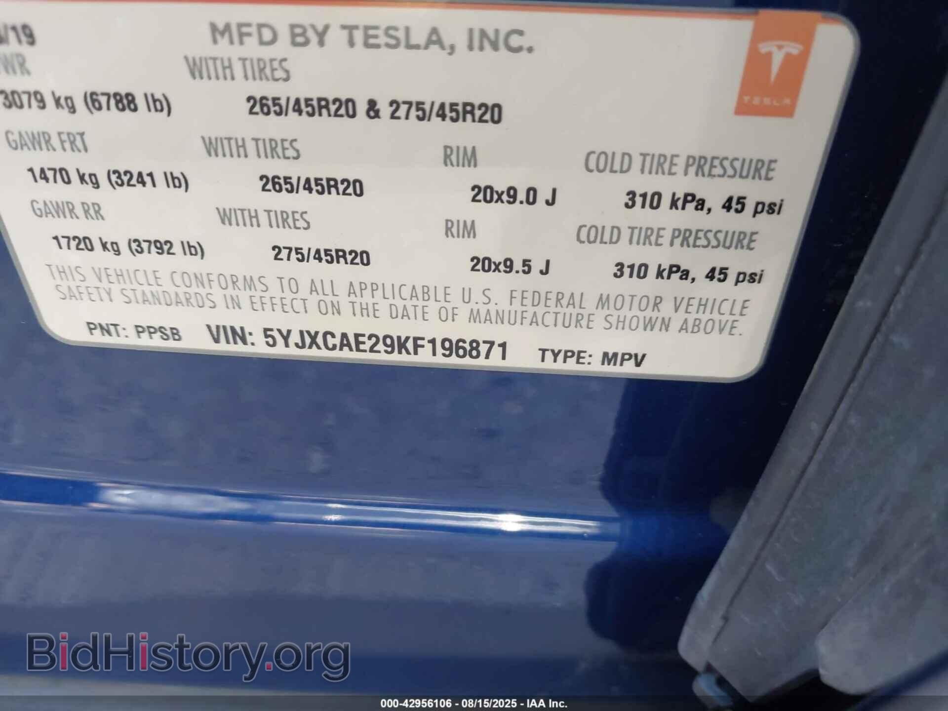2019 TESLA MODEL X - VIN: 5YJXCAE29KF196871 - Photo 9