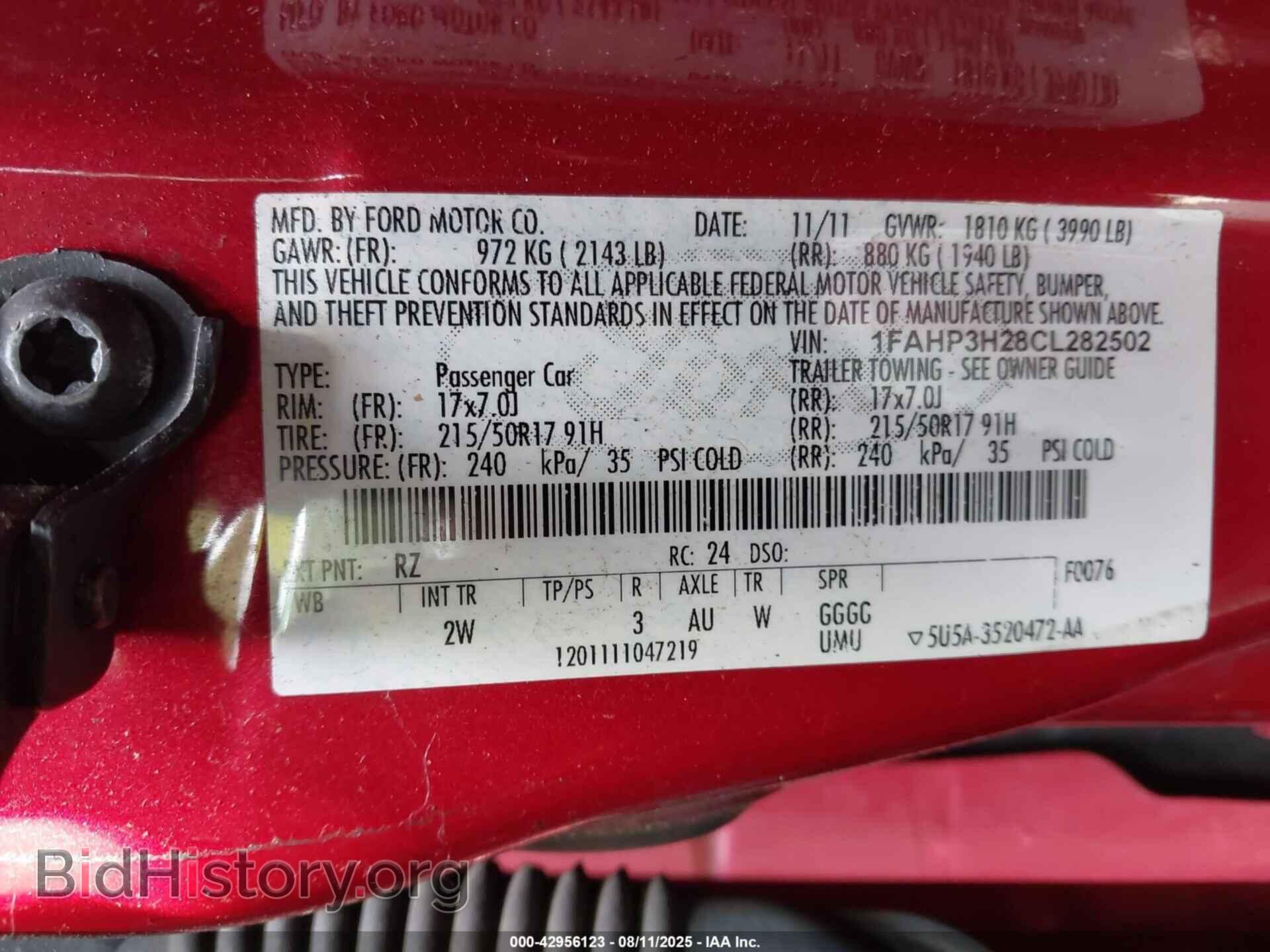 2012 FORD FOCUS - VIN: 1FAHP3H28CL282502 - Фото 9