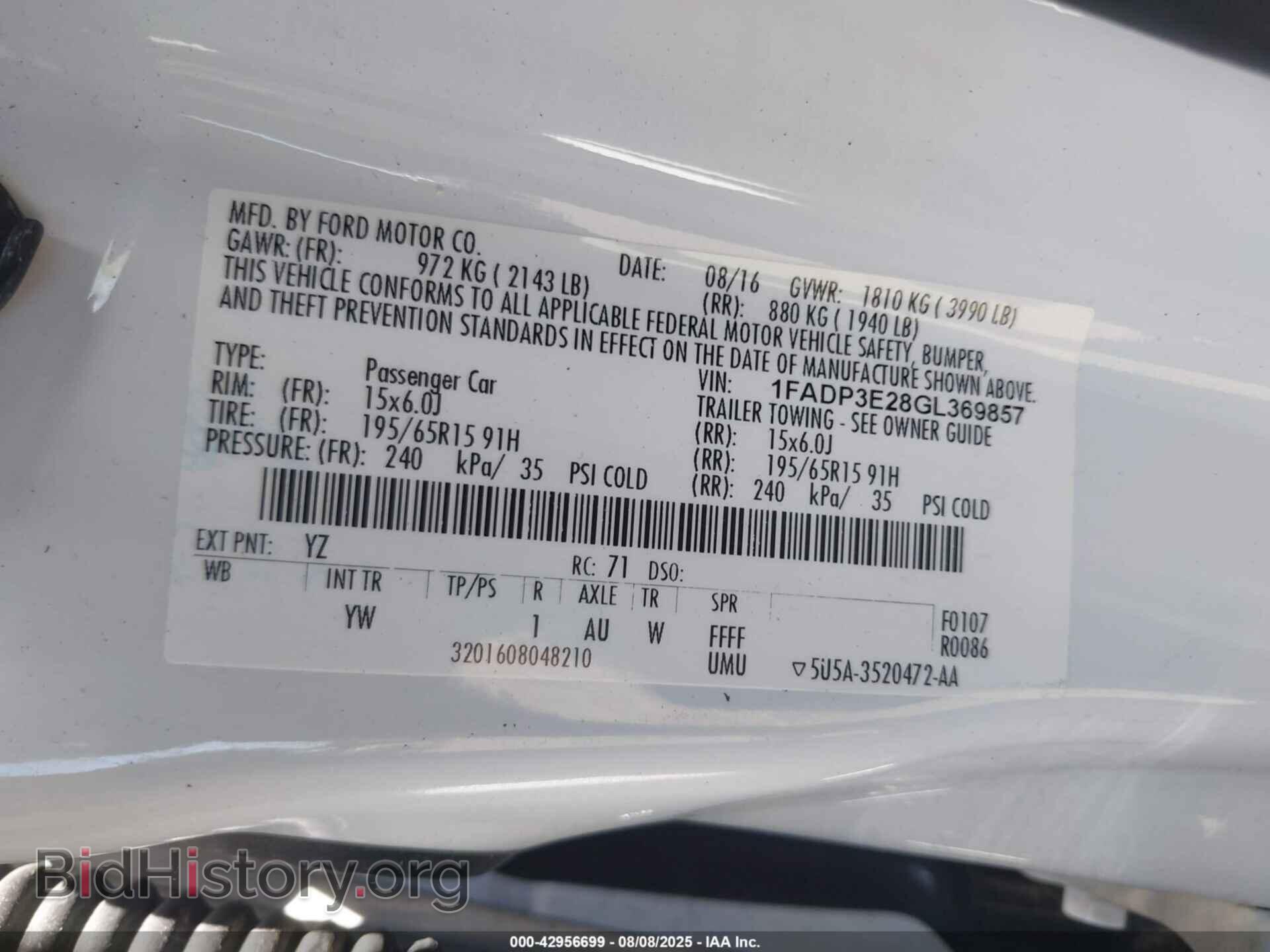 2016 FORD FOCUS - VIN: 1FADP3E28GL369857 - Фото 9