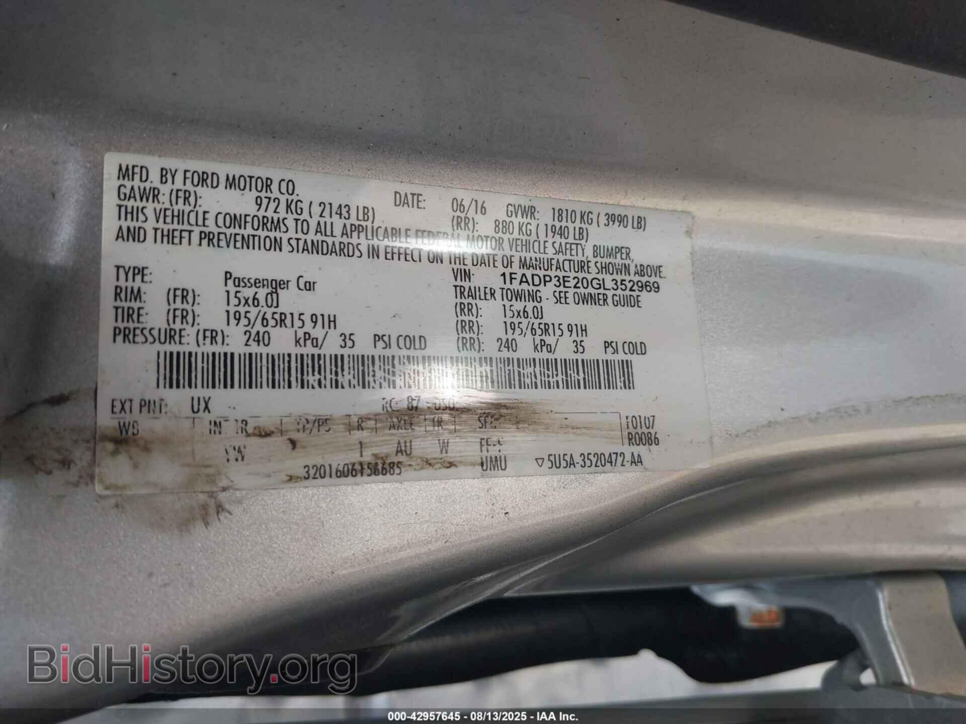 2016 FORD FOCUS - VIN: 1FADP3E20GL352969 - Фото 9