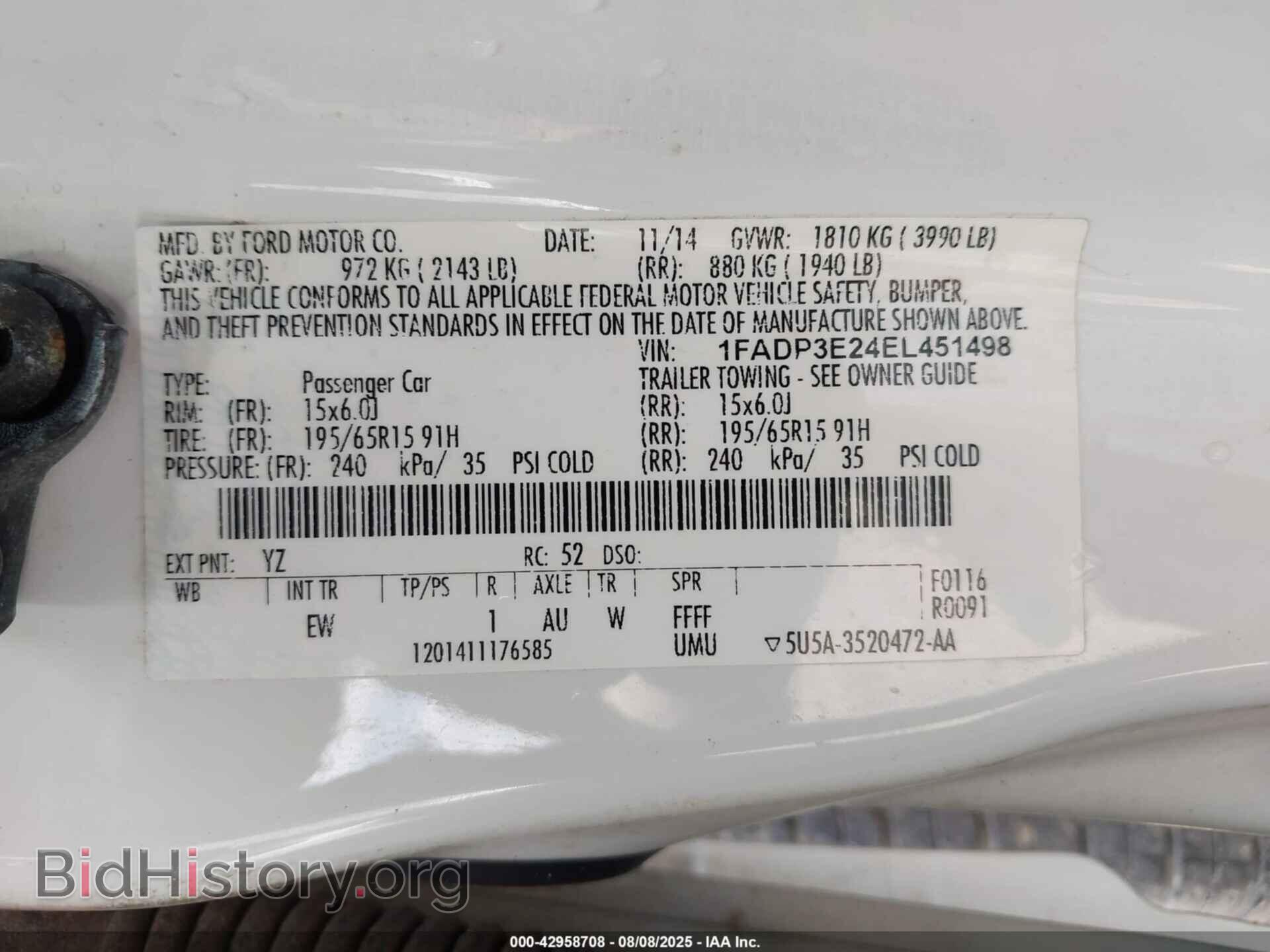 2014 FORD FOCUS - VIN: 1FADP3E24EL451498 - Фото 9