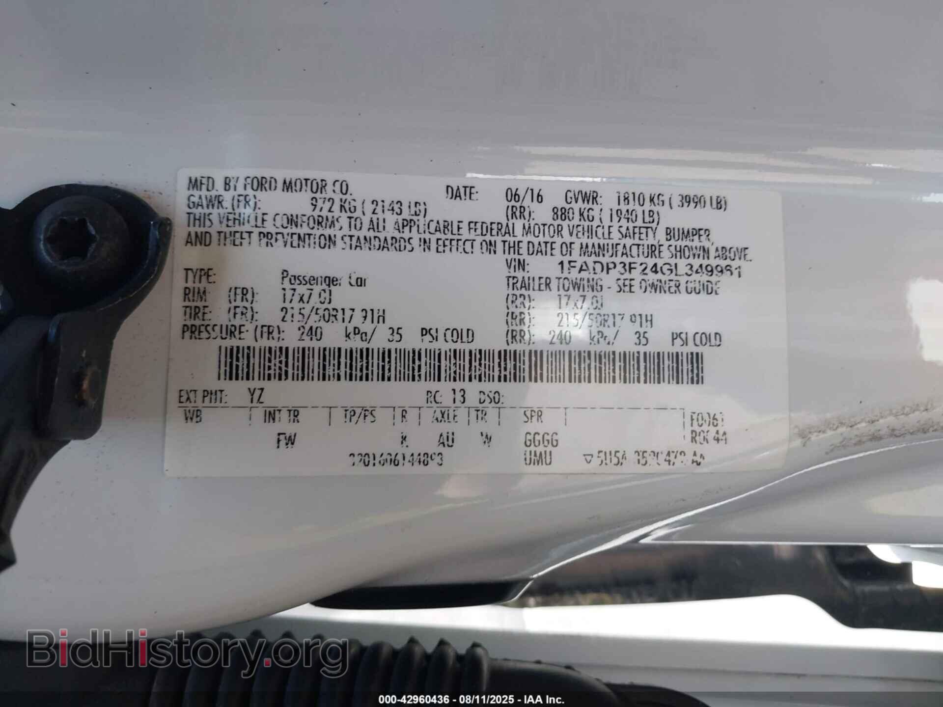 2016 FORD FOCUS - VIN: 1FADP3F24GL349961 - Фото 9