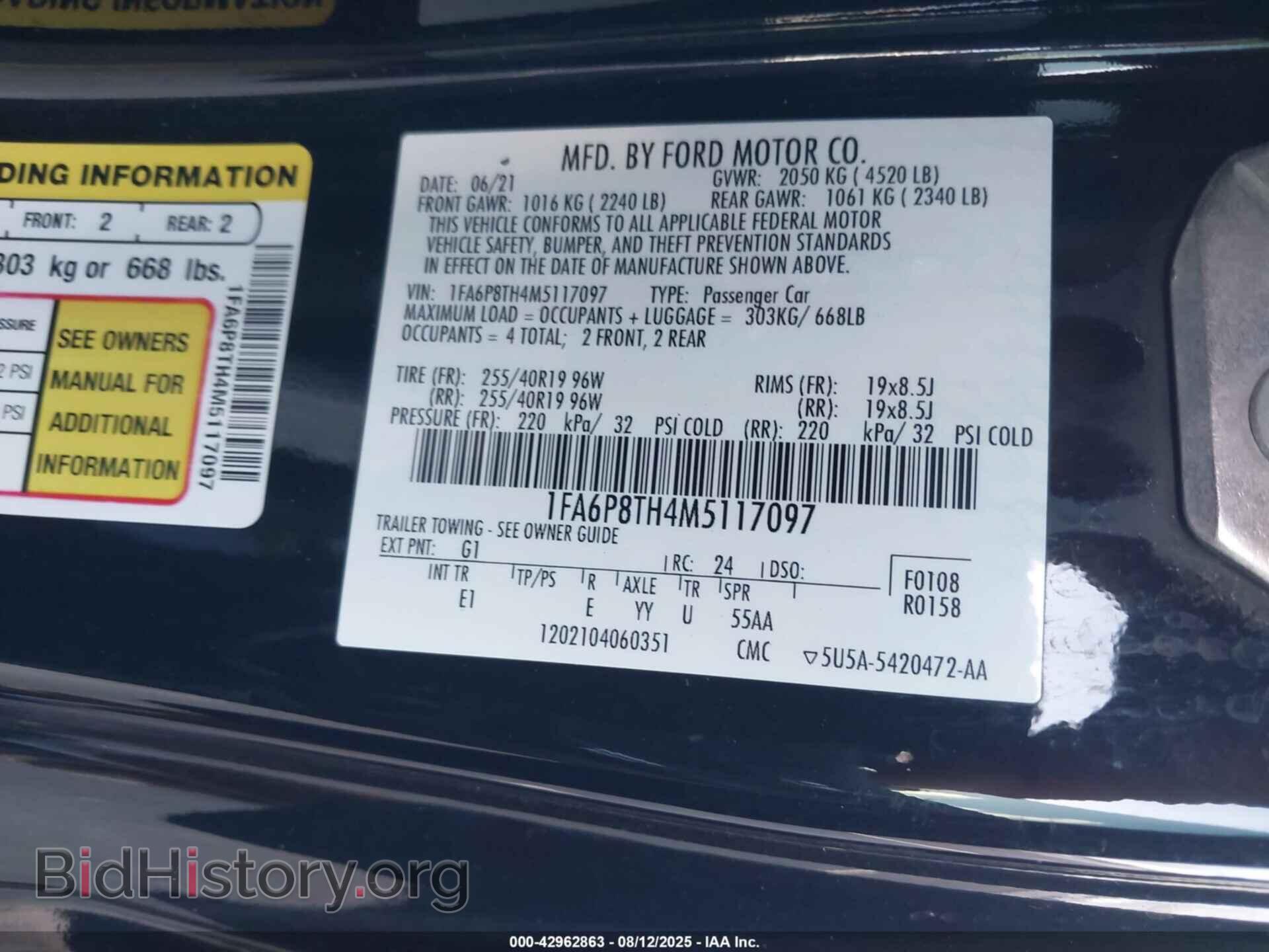 2021 FORD MUSTANG - VIN: 1FA6P8TH4M5117097 - Фото 9