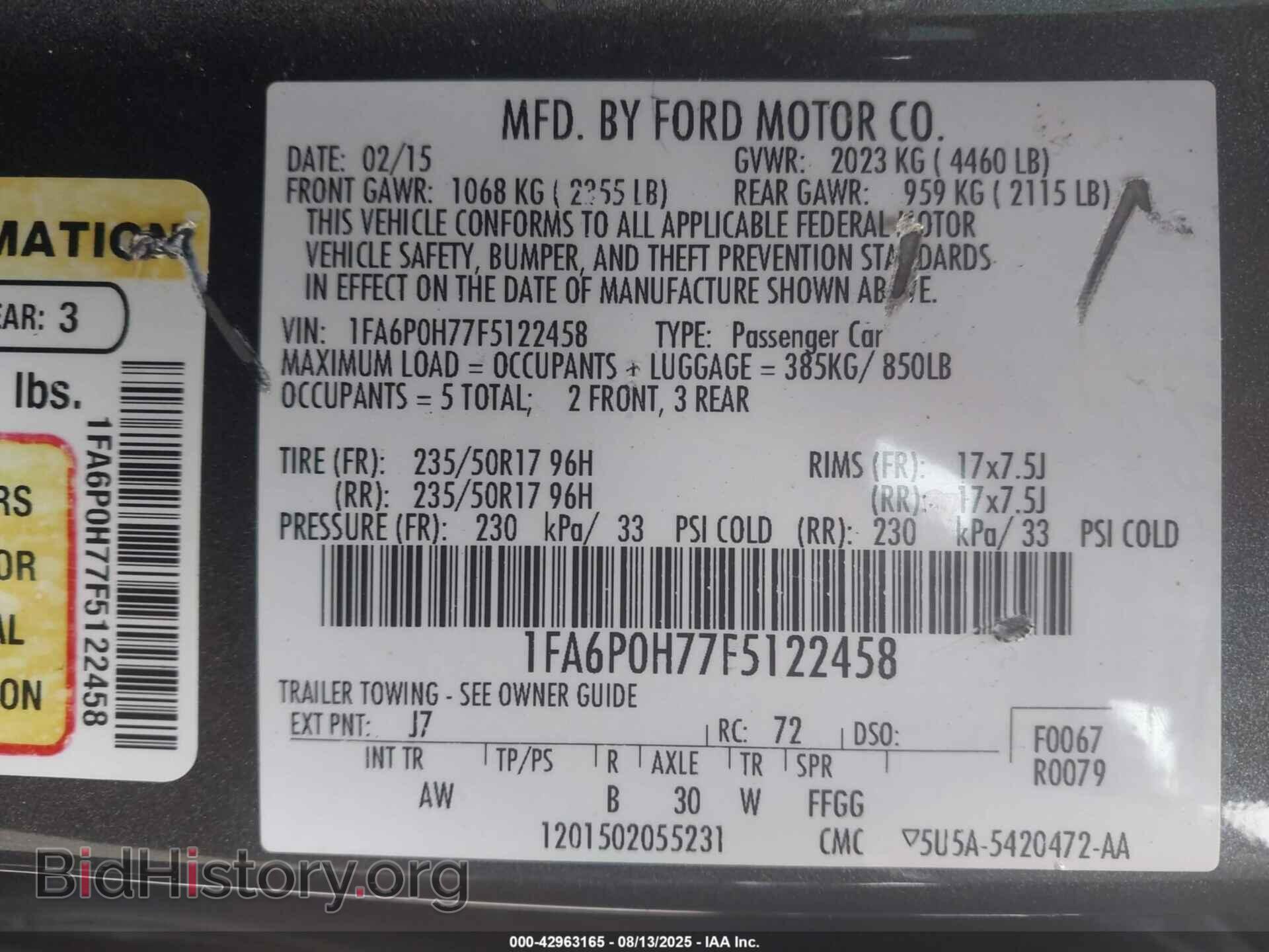 2015 FORD FUSION - VIN: 1FA6P0H77F5122458 - Фото 9