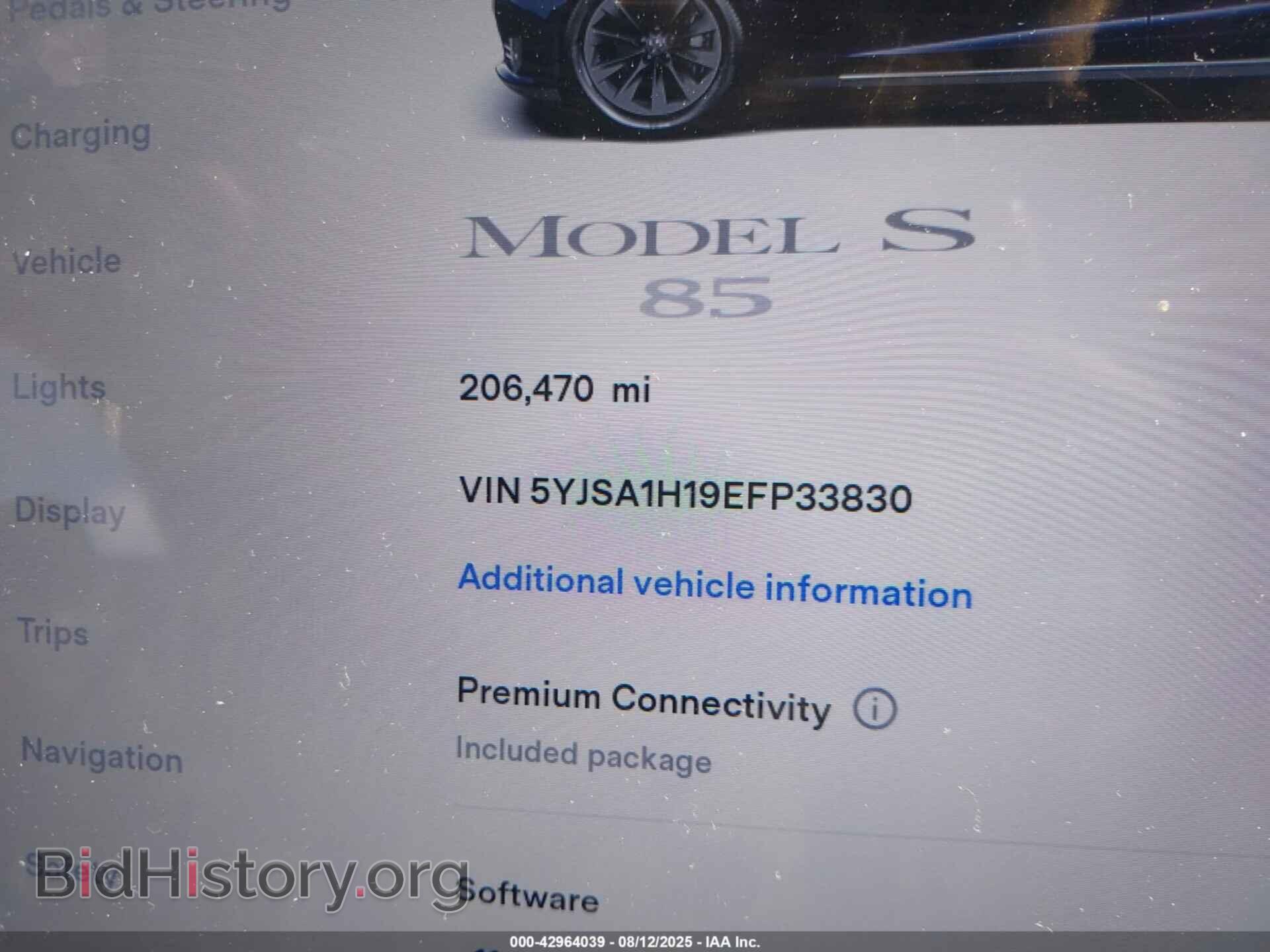 2014 TESLA MODEL S - VIN: 5YJSA1H19EFP33830 - Фото 15
