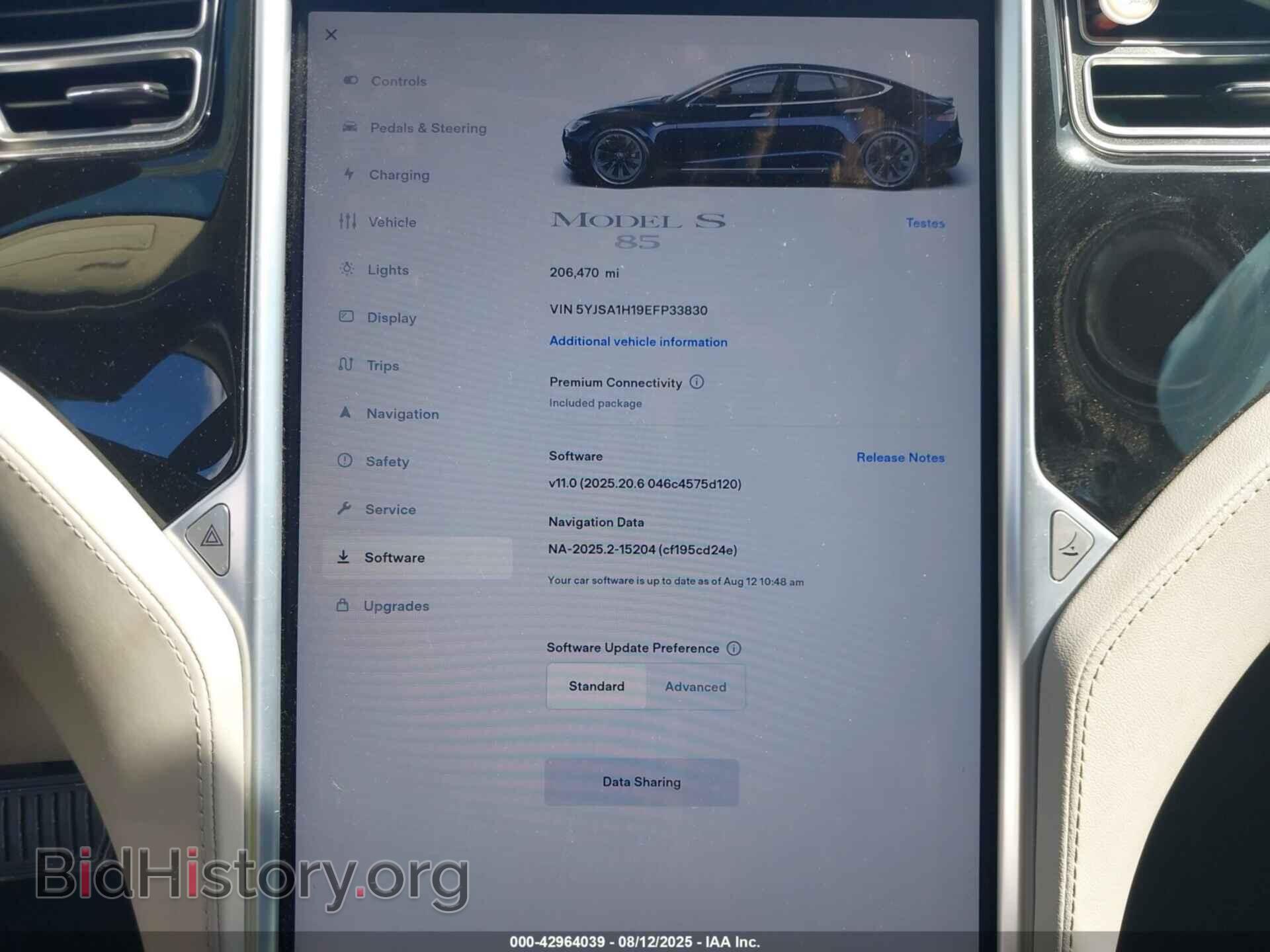 2014 TESLA MODEL S - VIN: 5YJSA1H19EFP33830 - Фото 7