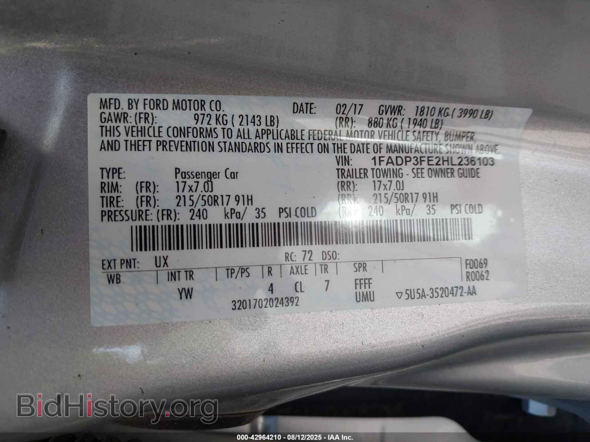 2017 FORD FOCUS - VIN: 1FADP3FE2HL236103 - Photo 9