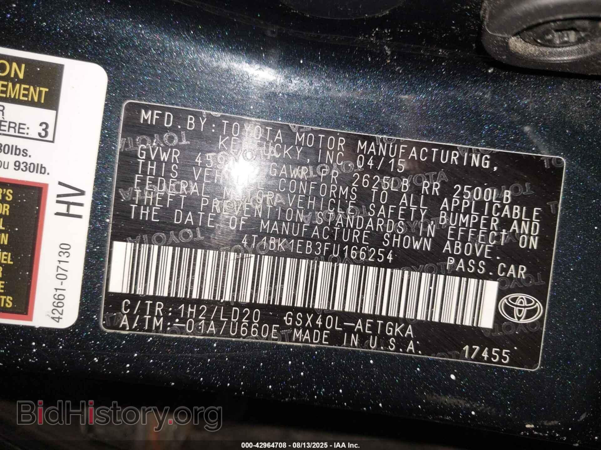 2015 TOYOTA AVALON - VIN: 4T1BK1EB3FU166254 - Фото 9