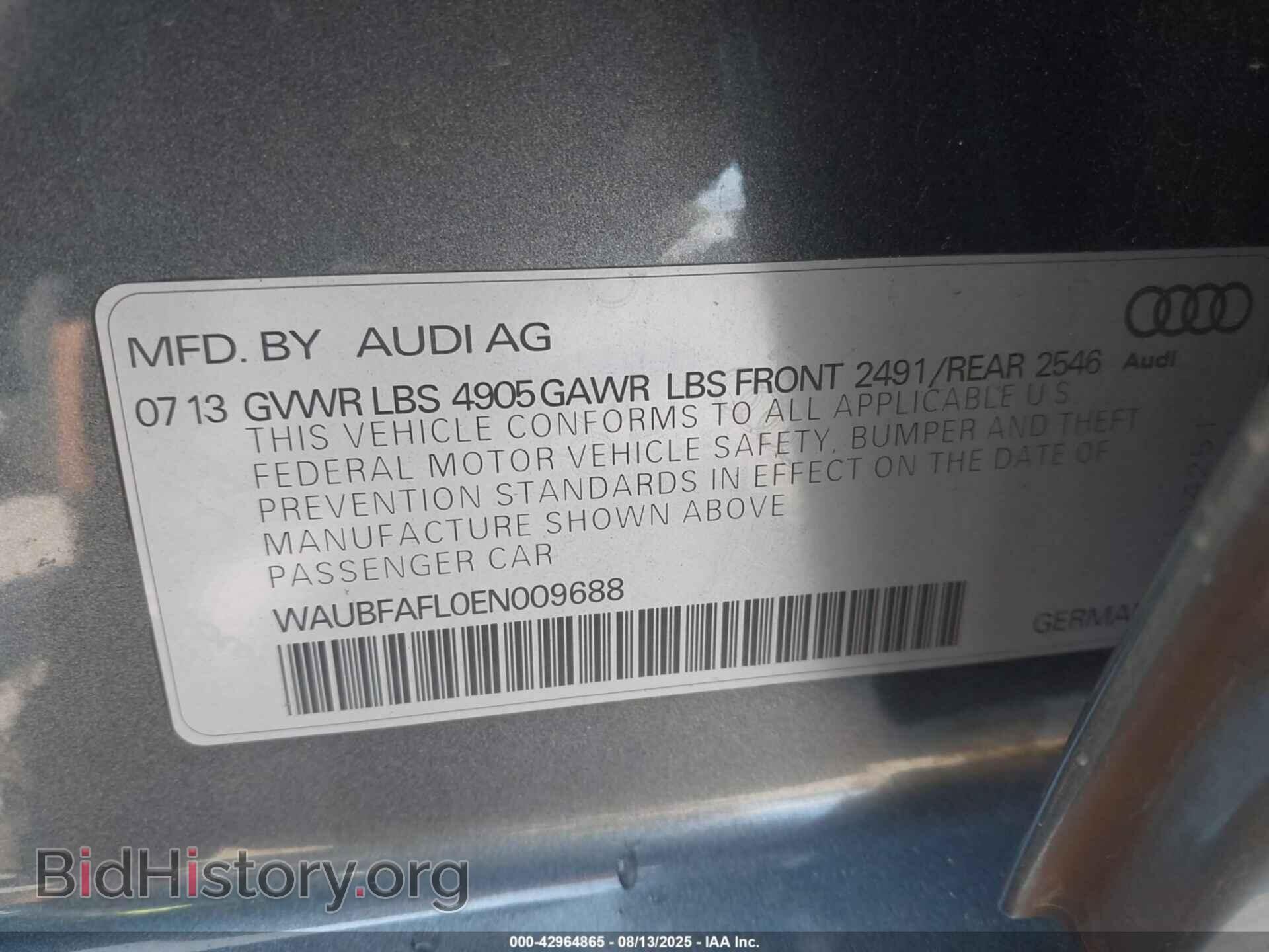 2014 AUDI A4 - VIN: WAUBFAFL0EN009688 - Фото 9