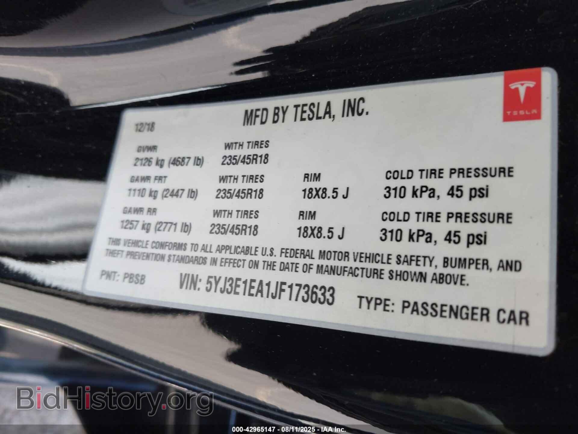 2018 TESLA MODEL 3 - VIN: 5YJ3E1EA1JF173633 - Photo 9