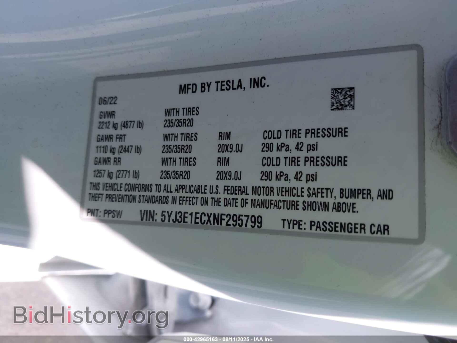 2022 TESLA MODEL 3 - VIN: 5YJ3E1ECXNF295799 - Фото 9