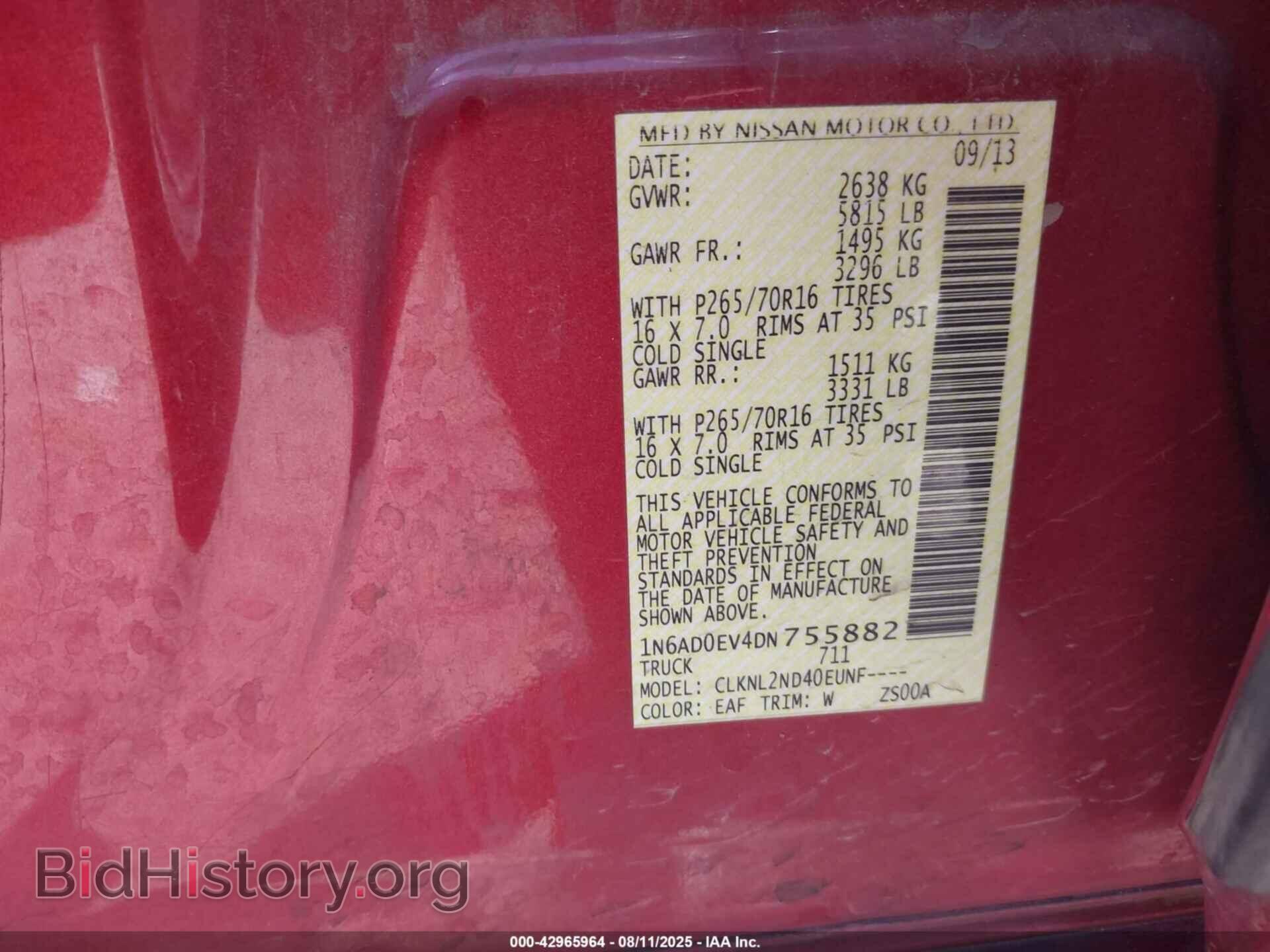 2013 NISSAN FRONTIER - VIN: 1N6AD0EV4DN755882 - Фото 9