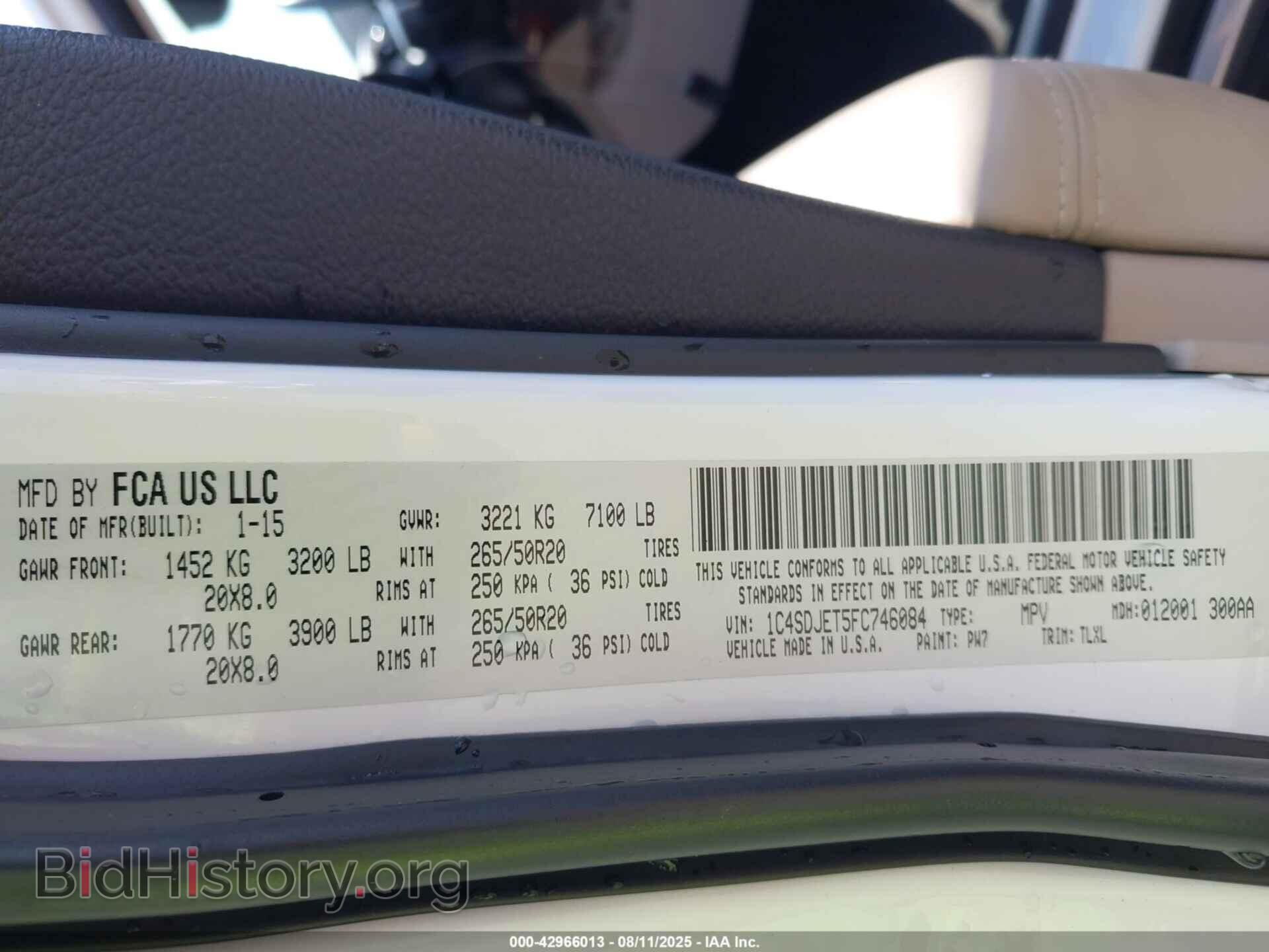 2015 DODGE DURANGO - VIN: 1C4SDJET5FC746084 - Фото 9