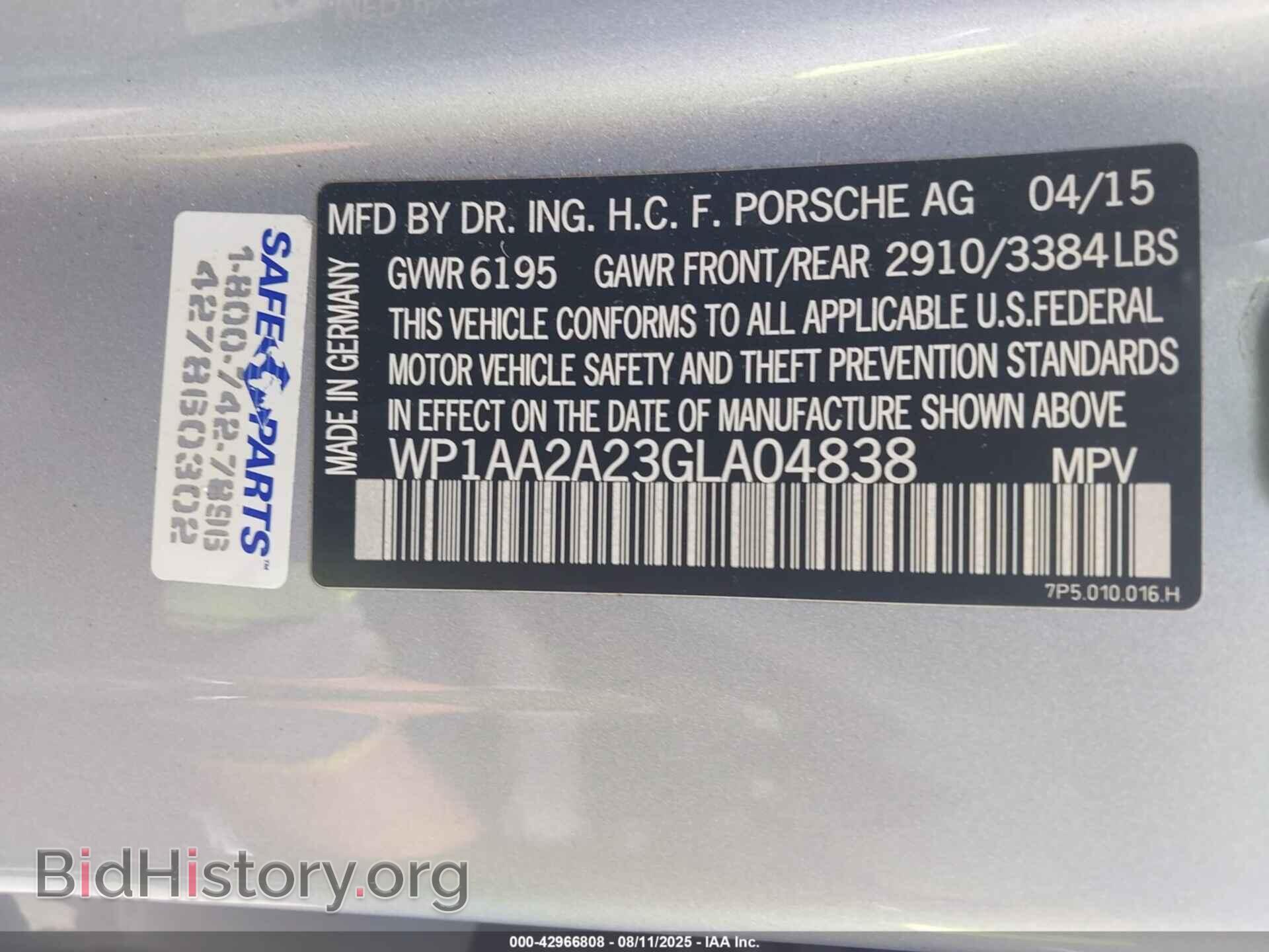 2016 PORSCHE CAYENNE - VIN: WP1AA2A23GLA04838 - Фото 9
