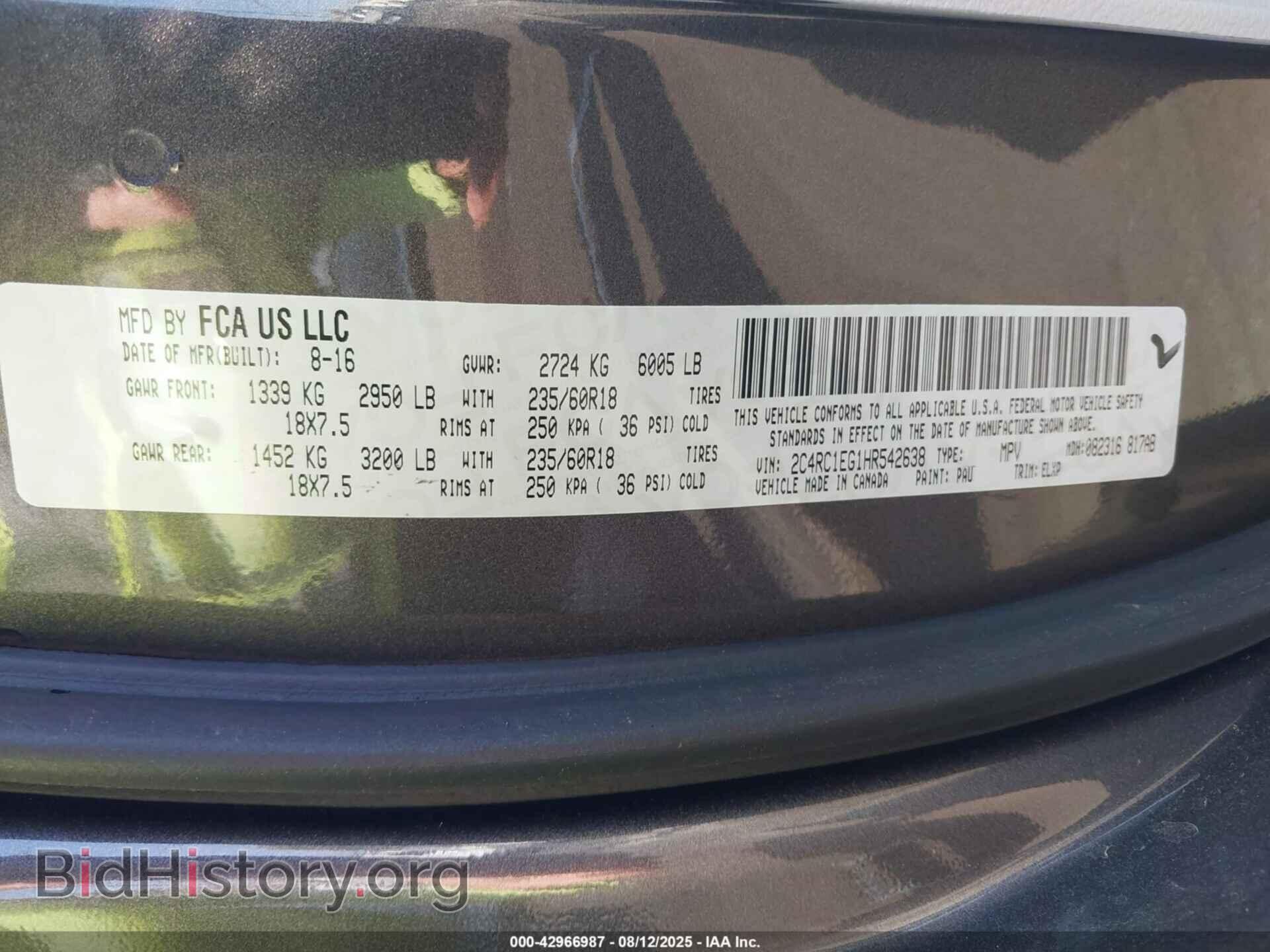 2017 CHRYSLER PACIFICA - VIN: 2C4RC1EG1HR542638 - Photo 9