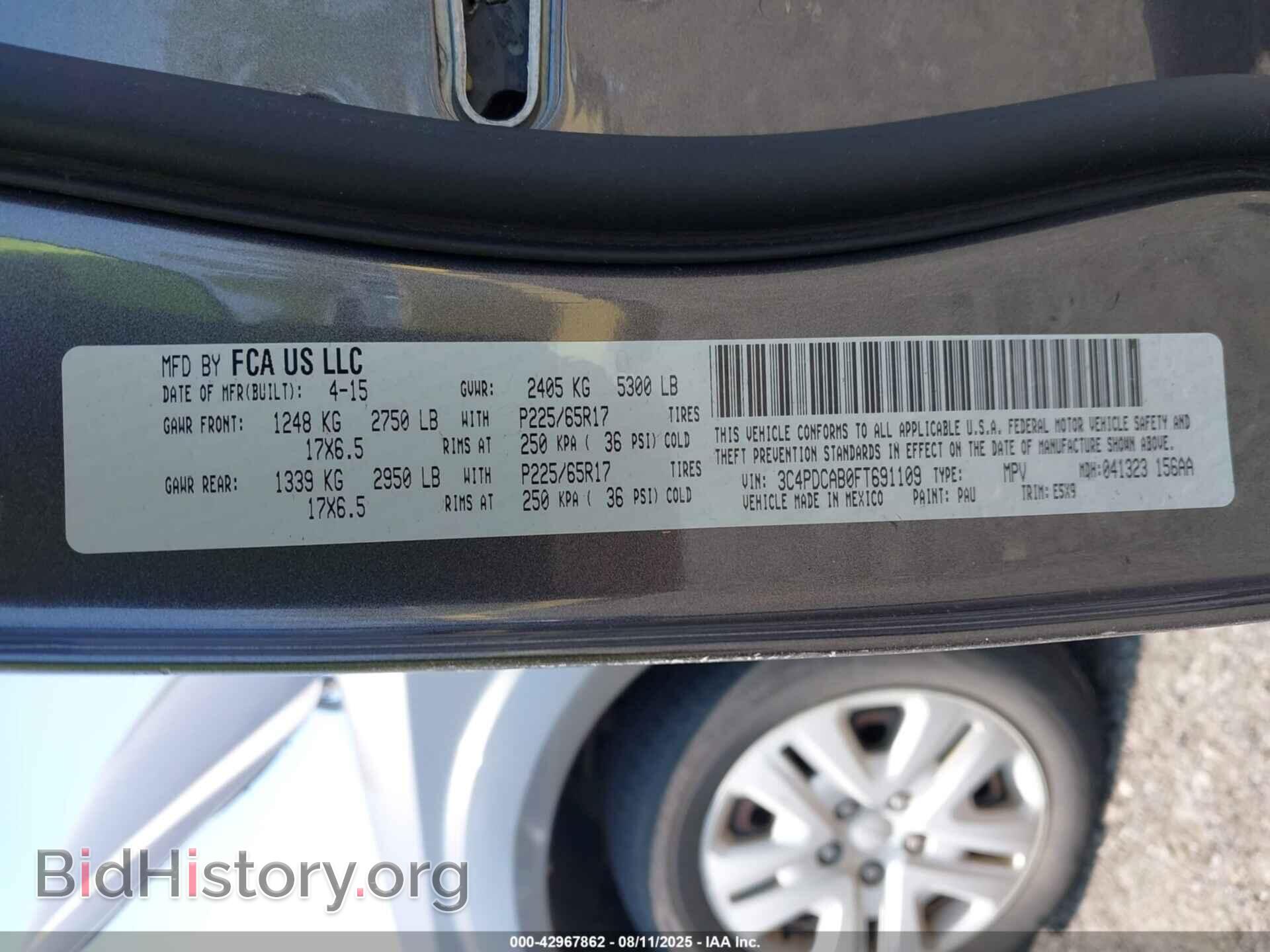 2015 DODGE JOURNEY - VIN: 3C4PDCAB0FT691109 - Фото 9