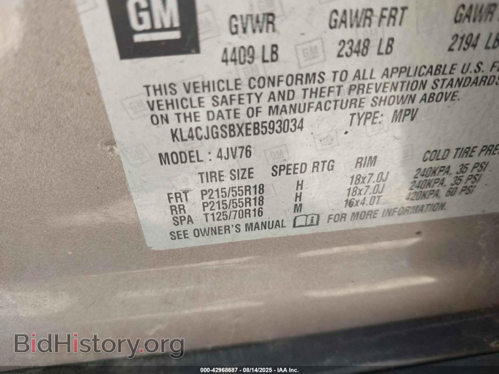 2014 BUICK ENCORE - VIN: KL4CJGSBXEB593034 - Photo 9