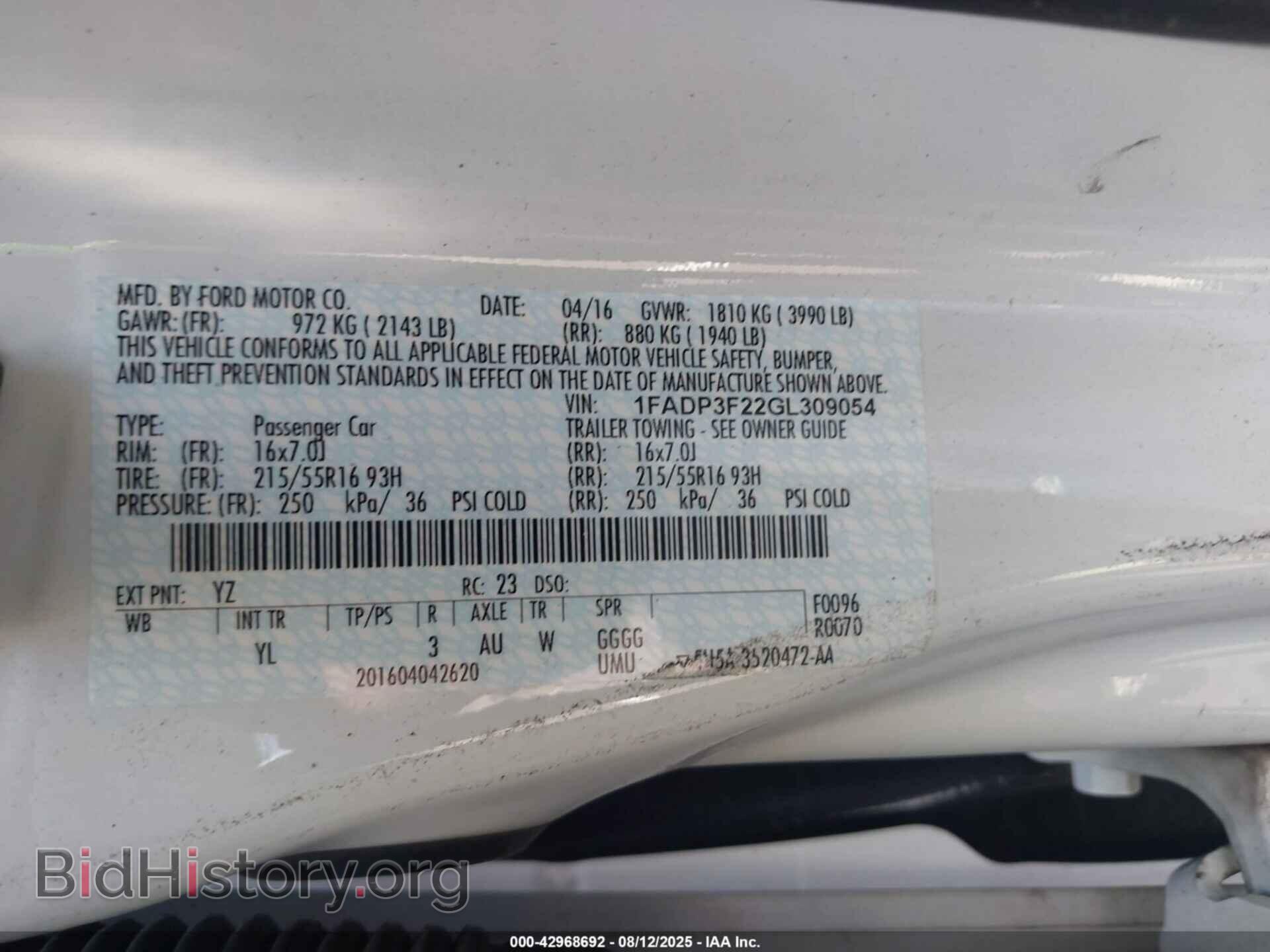 2016 FORD FOCUS - VIN: 1FADP3F22GL309054 - Фото 9