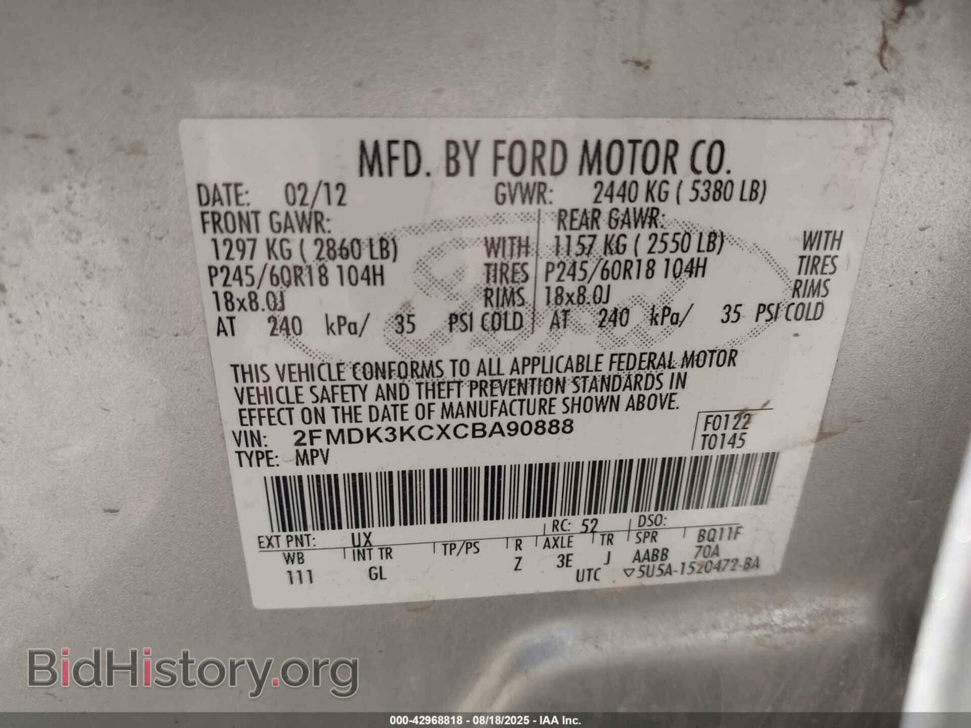 2012 FORD EDGE - VIN: 2FMDK3KCXCBA90888 - Photo 9