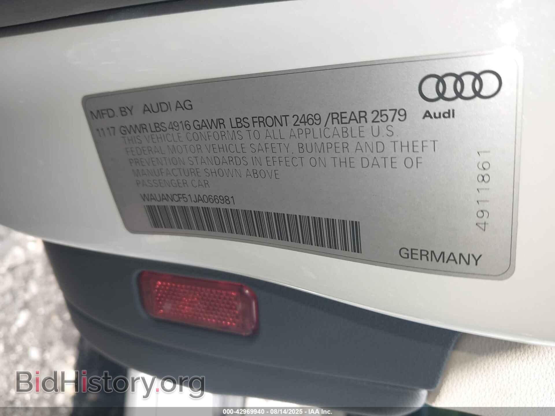 2018 AUDI A5 - VIN: WAUANCF51JA066981 - Фото 9