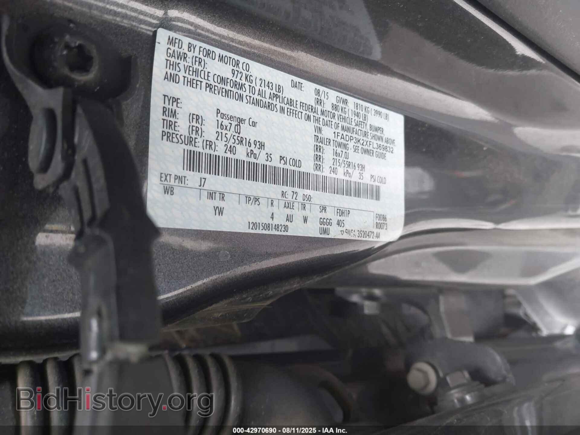 2015 FORD FOCUS - VIN: 1FADP3K2XFL369832 - Фото 9