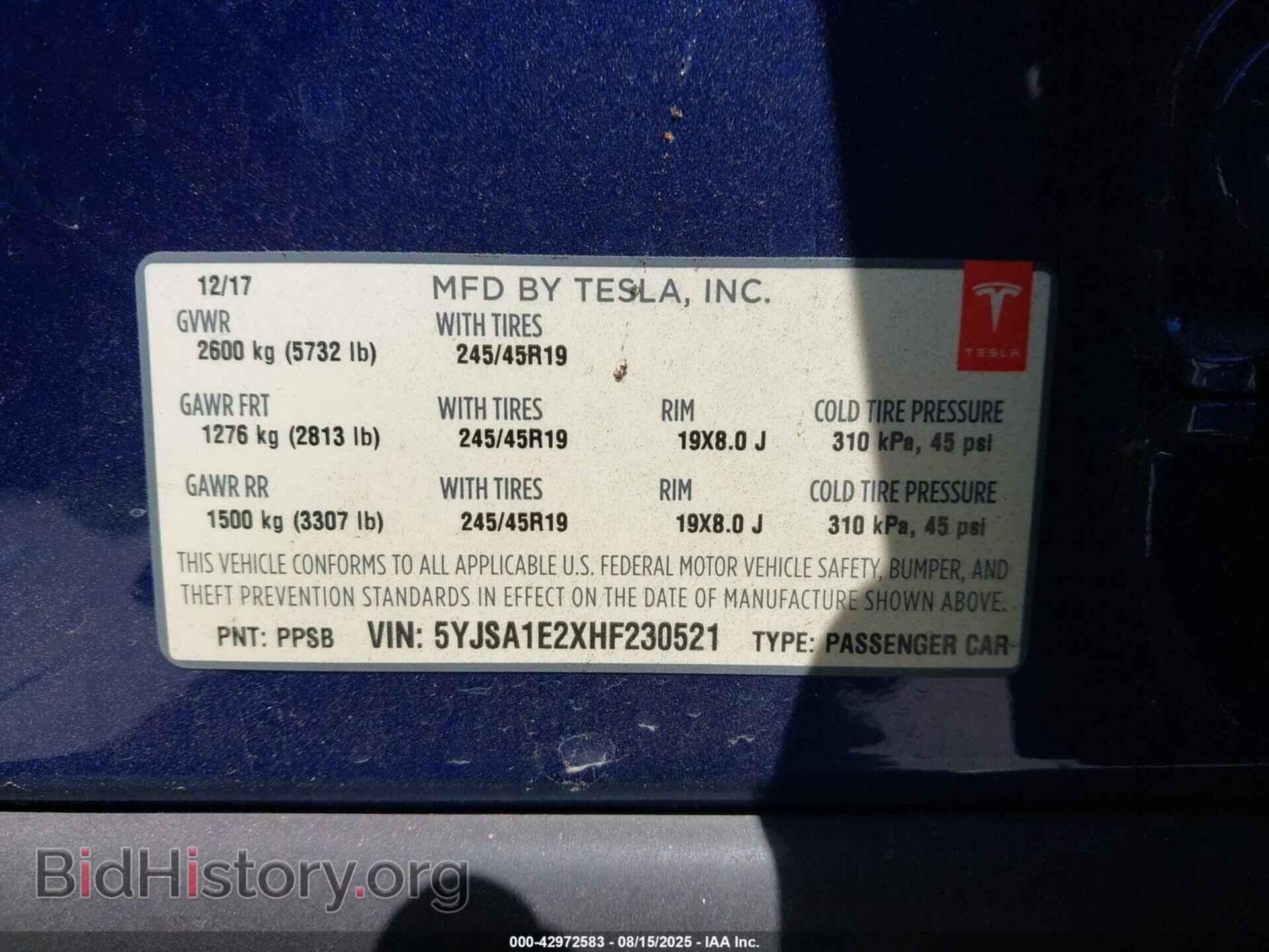 2017 TESLA MODEL S - VIN: 5YJSA1E2XHF230521 - Photo 9