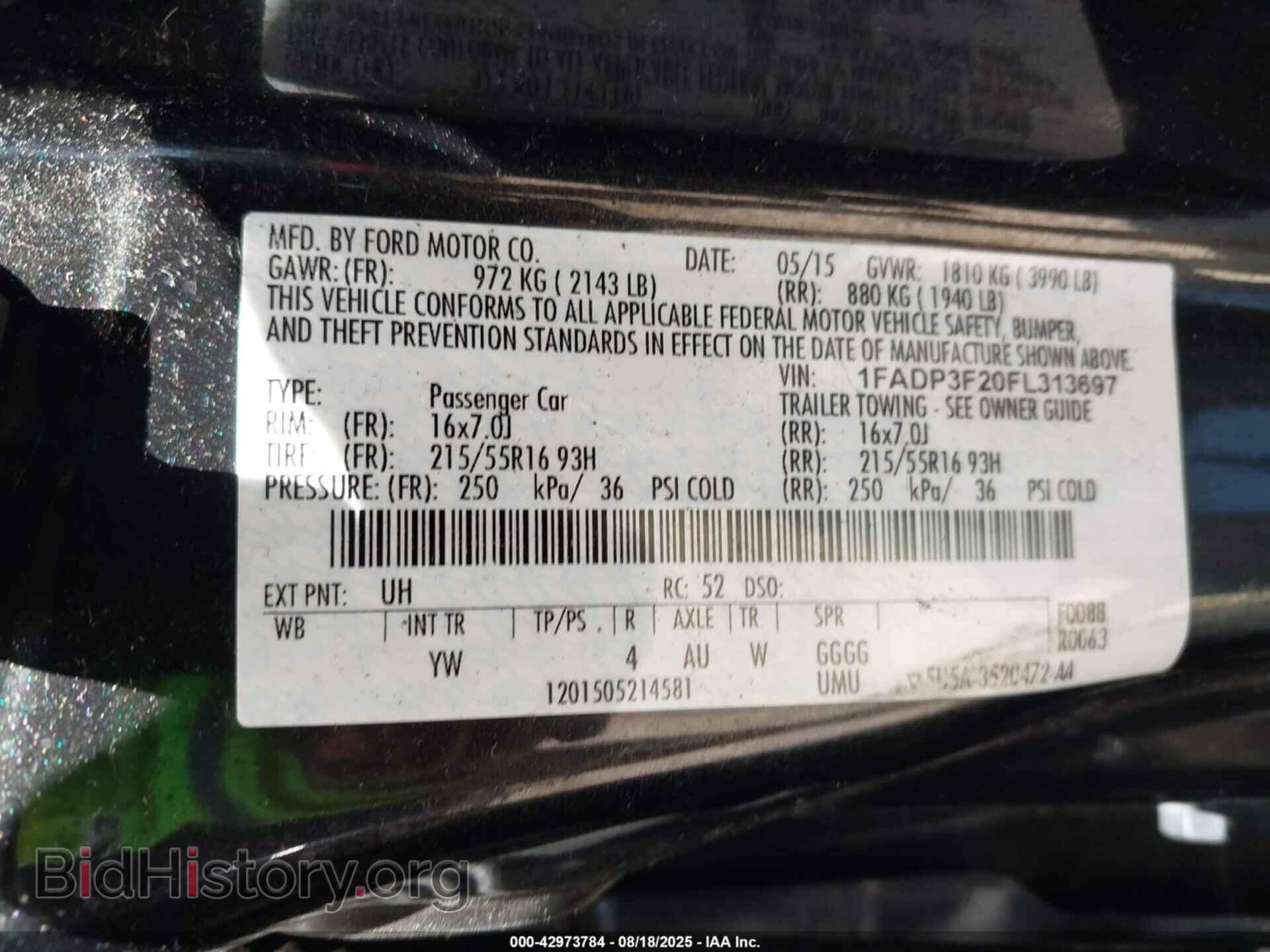 2015 FORD FOCUS - VIN: 1FADP3F20FL313697 - Фото 9