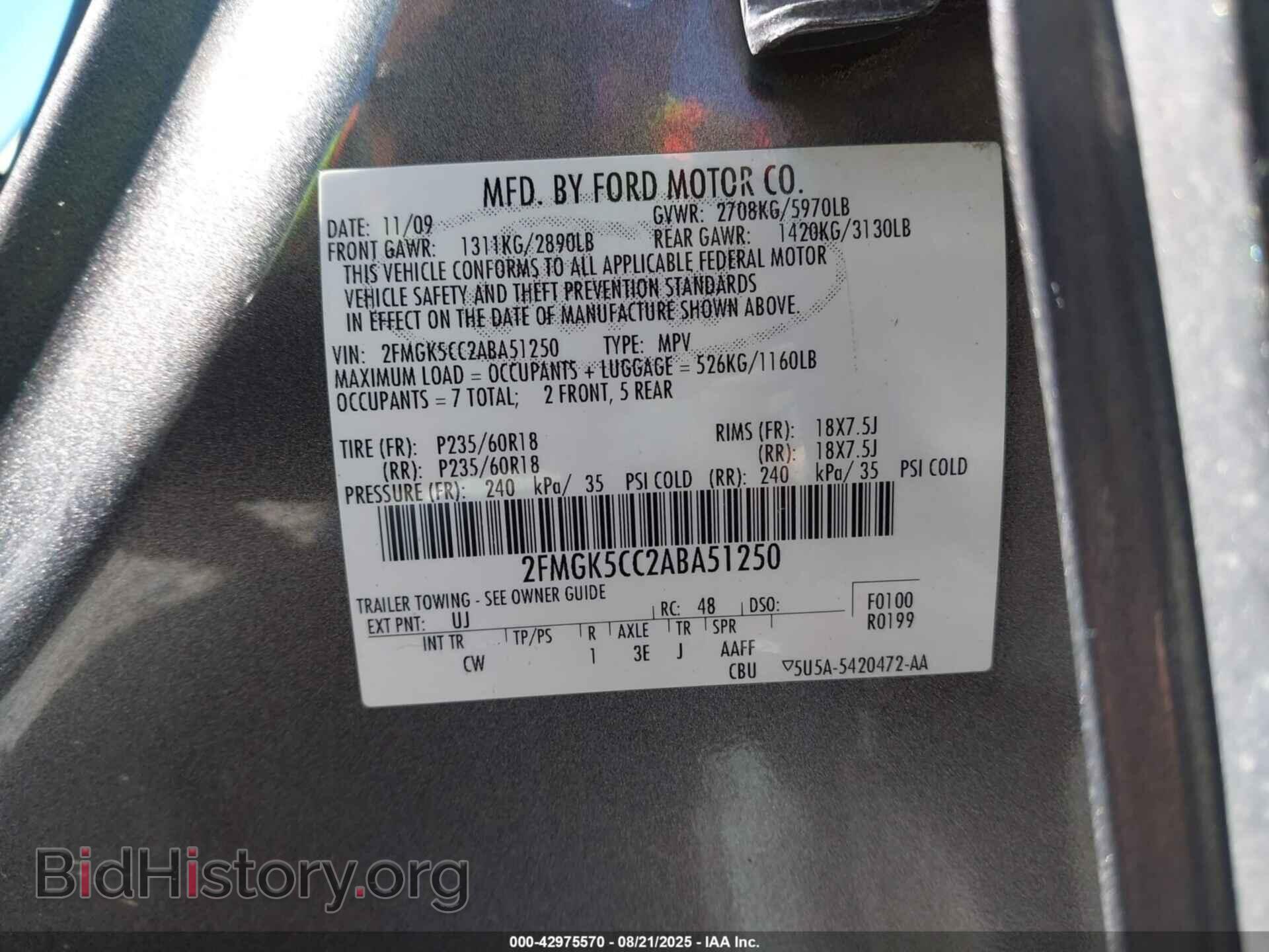 2010 FORD FLEX - VIN: 2FMGK5CC2ABA51250 - Photo 9