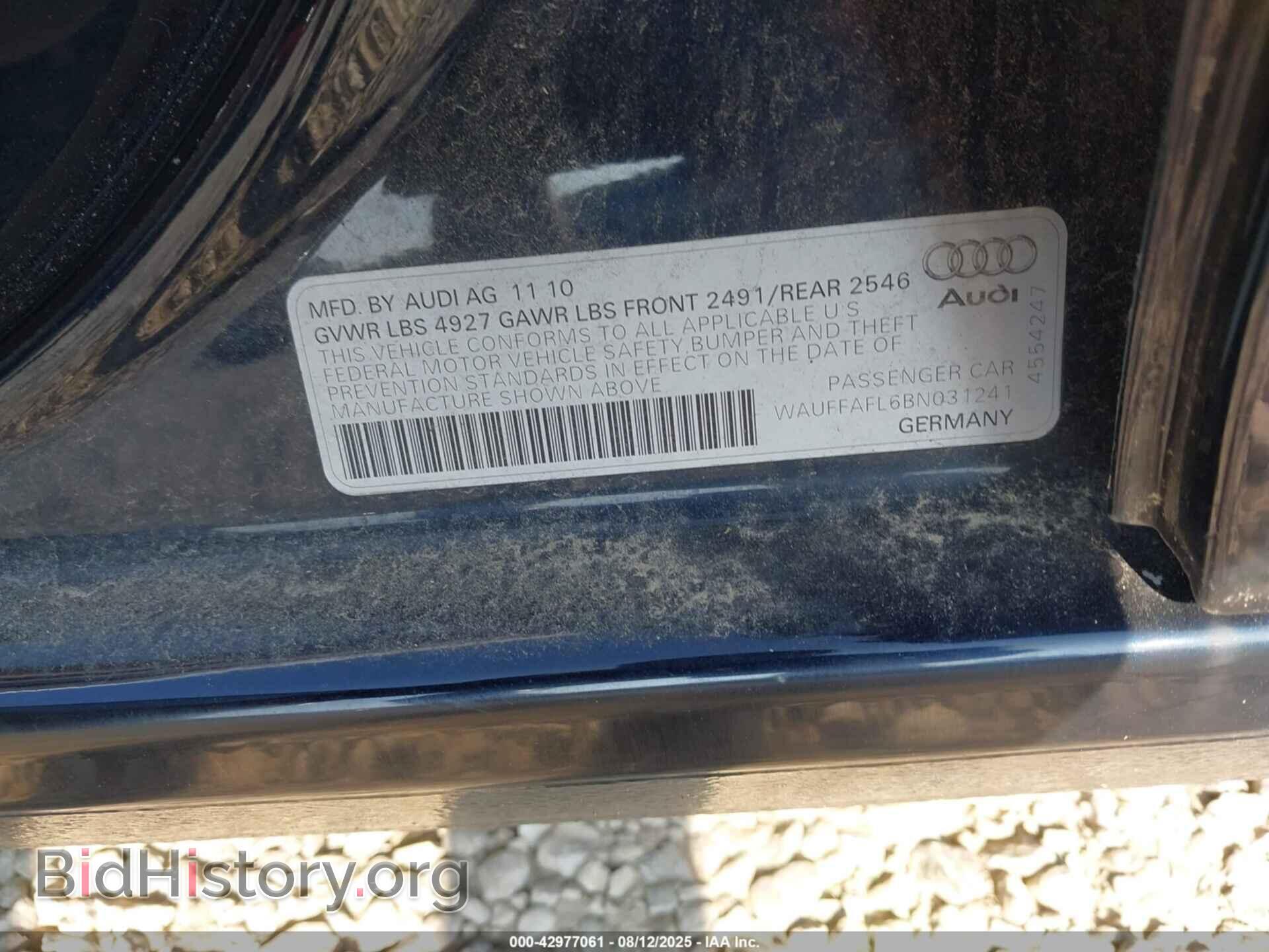 2011 AUDI A4 - VIN: WAUFFAFL6BN031241 - Фото 9