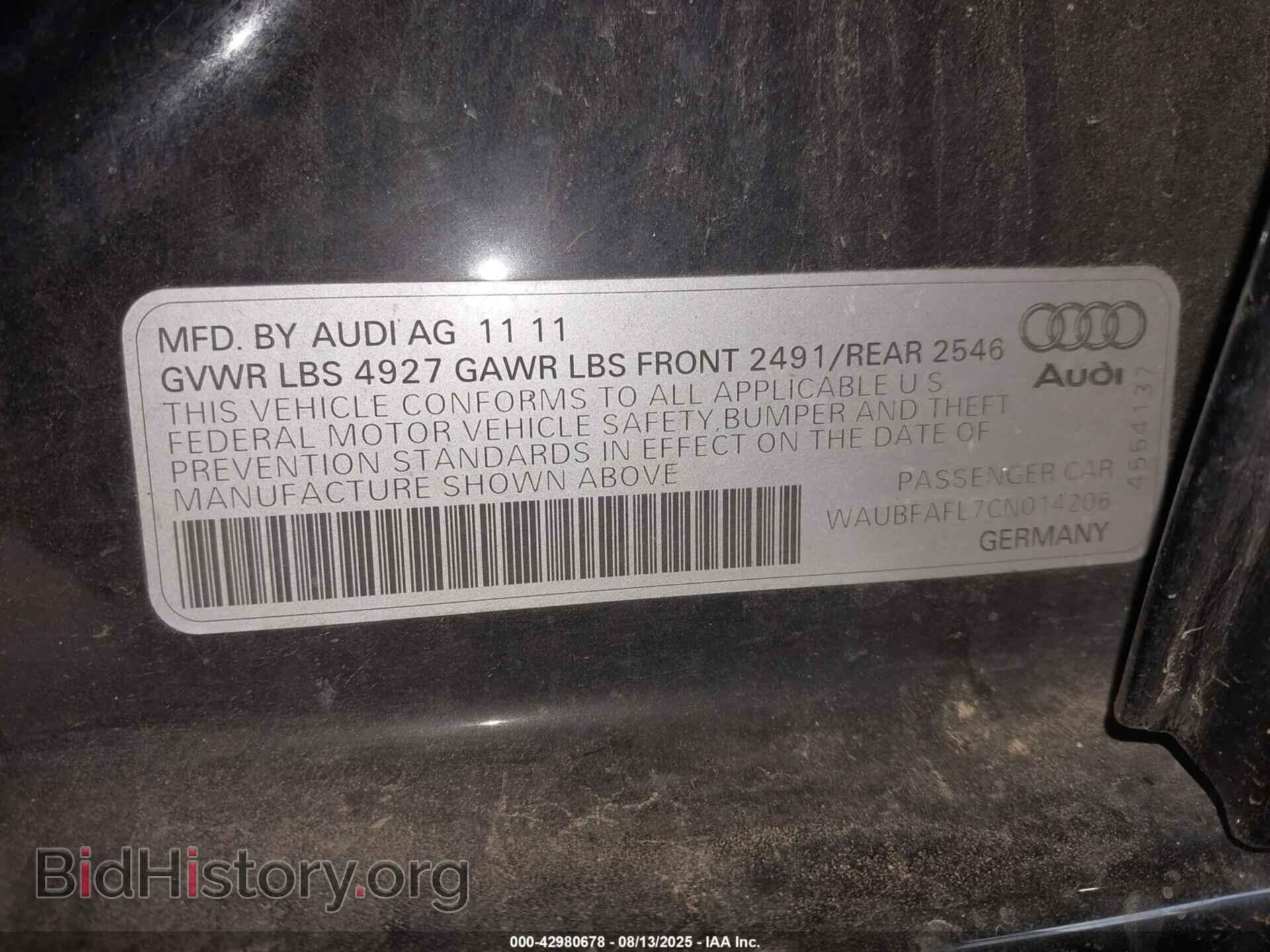 2012 AUDI A4 - VIN: WAUBFAFL7CN014206 - Photo 9