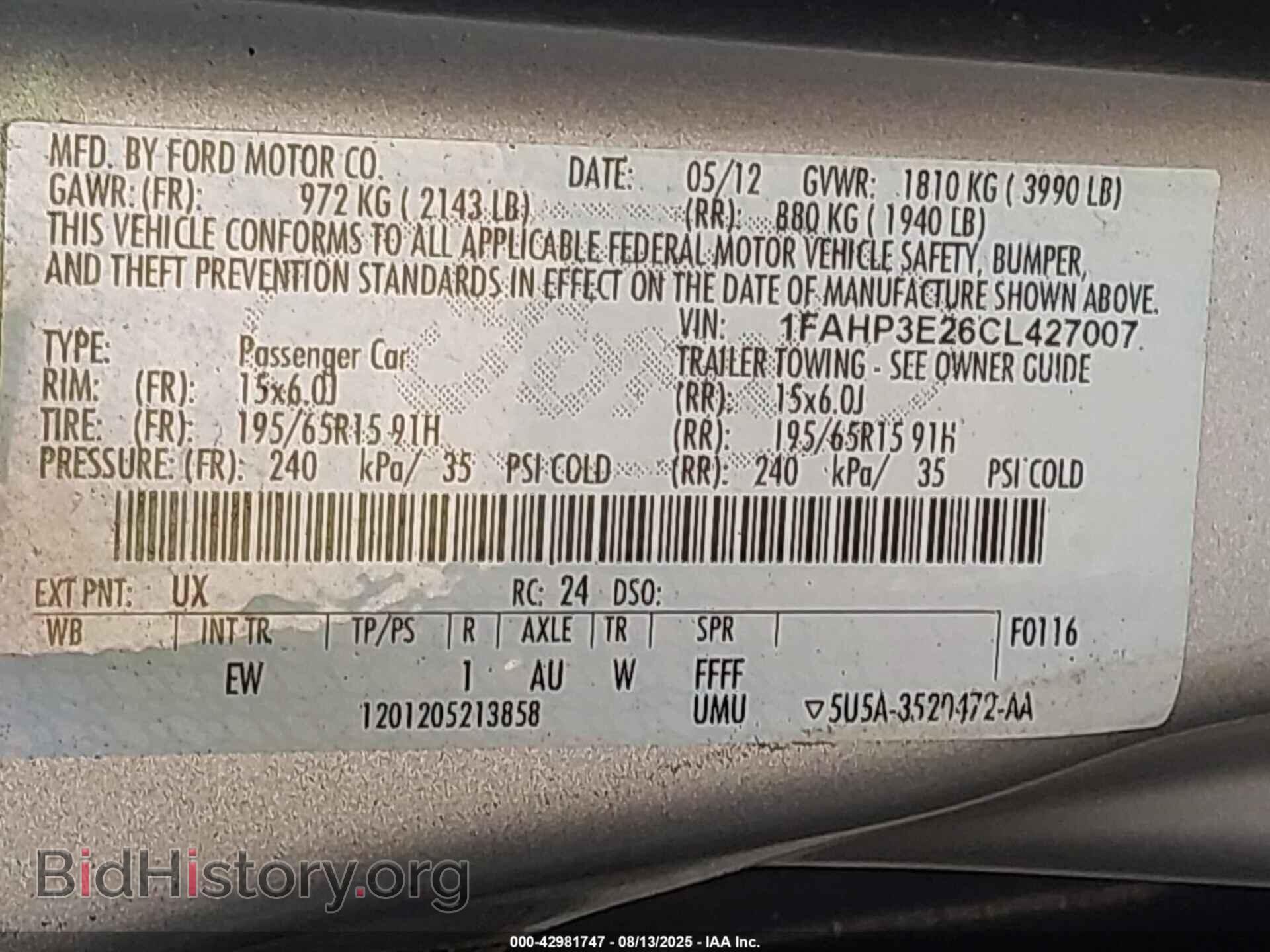 2012 FORD FOCUS - VIN: 1FAHP3E26CL427007 - Фото 9