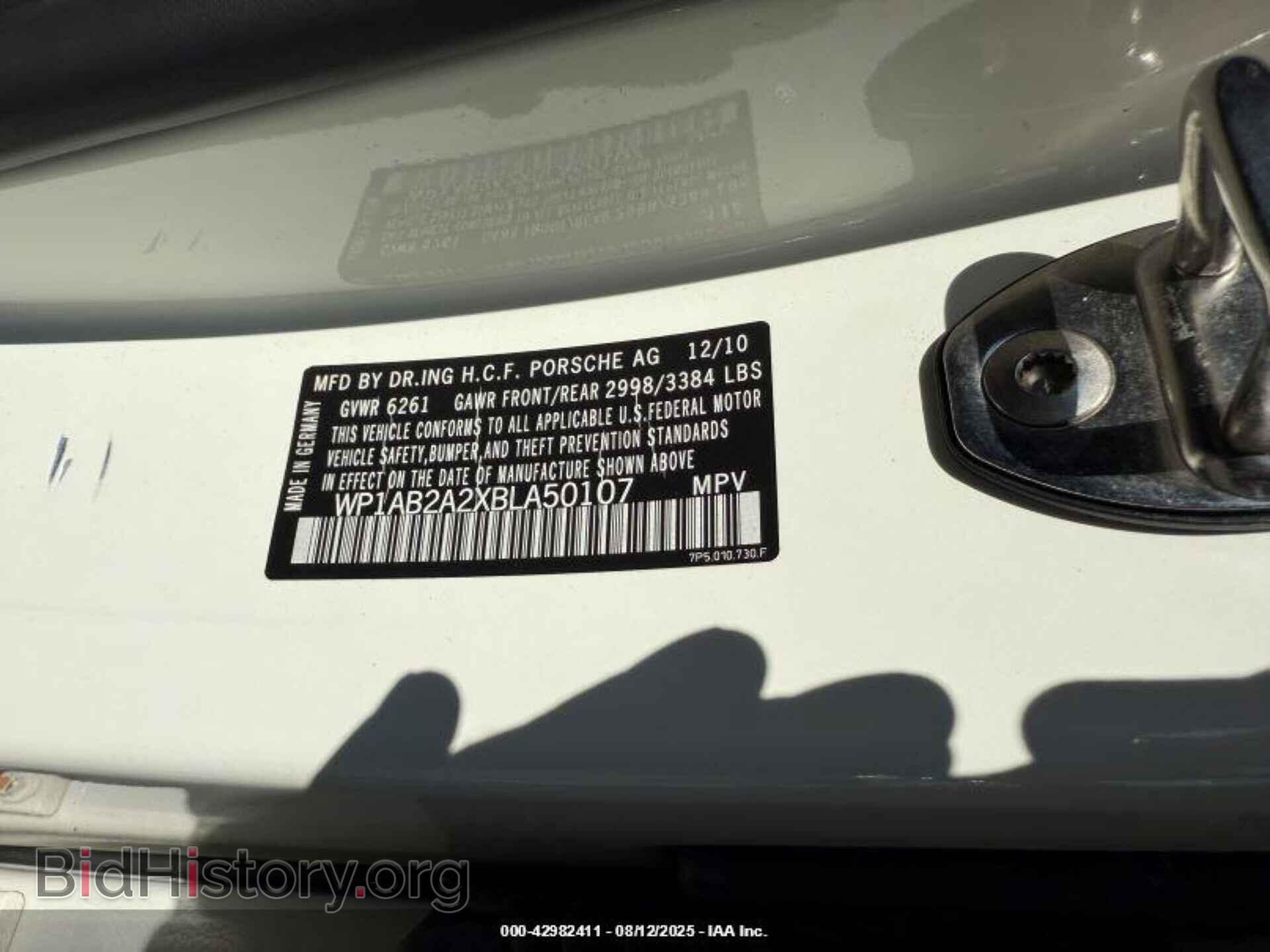 2011 PORSCHE CAYENNE - VIN: WP1AB2A2XBLA50107 - Фото 9