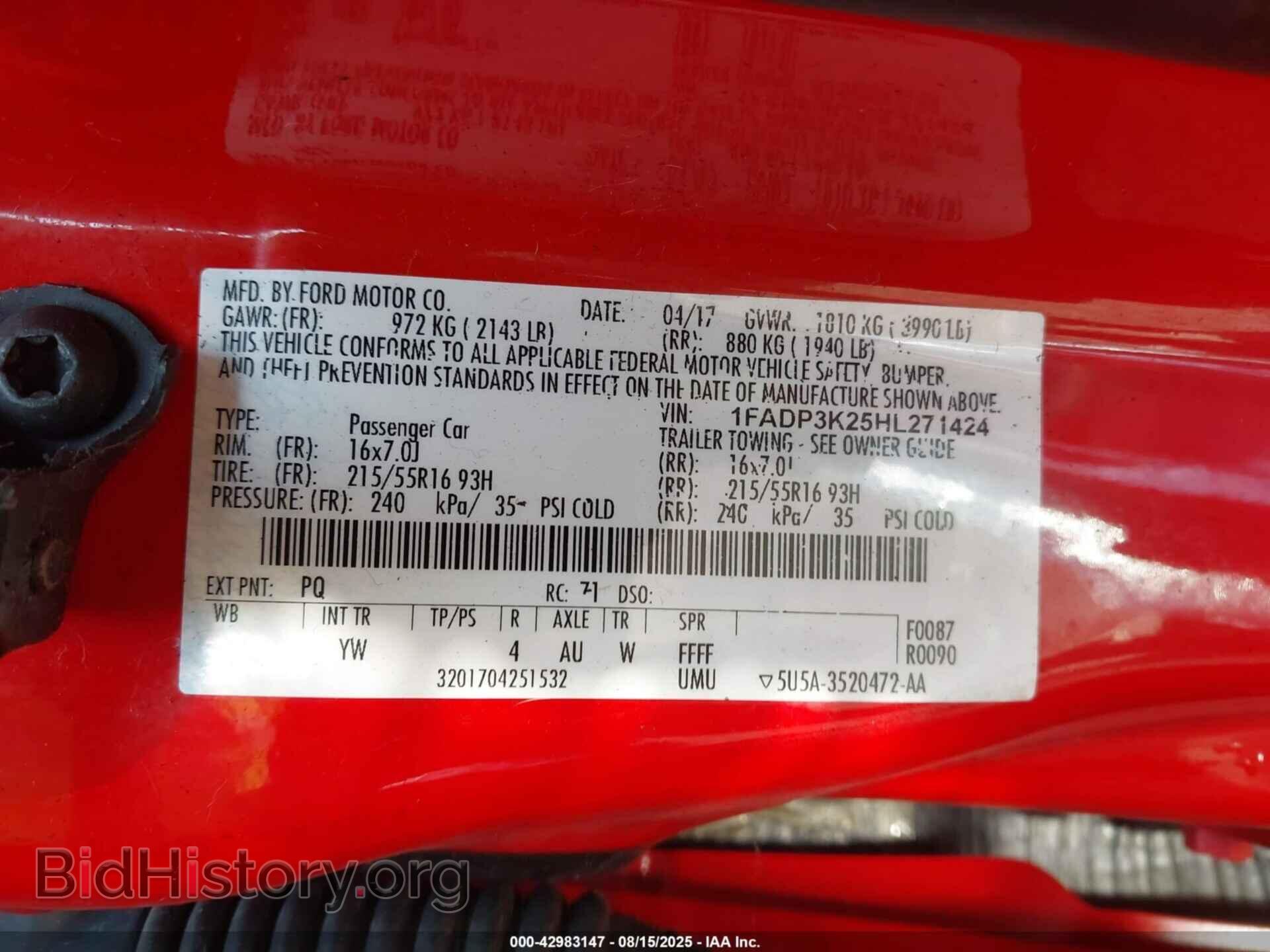 2017 FORD FOCUS - VIN: 1FADP3K25HL271424 - Фото 9