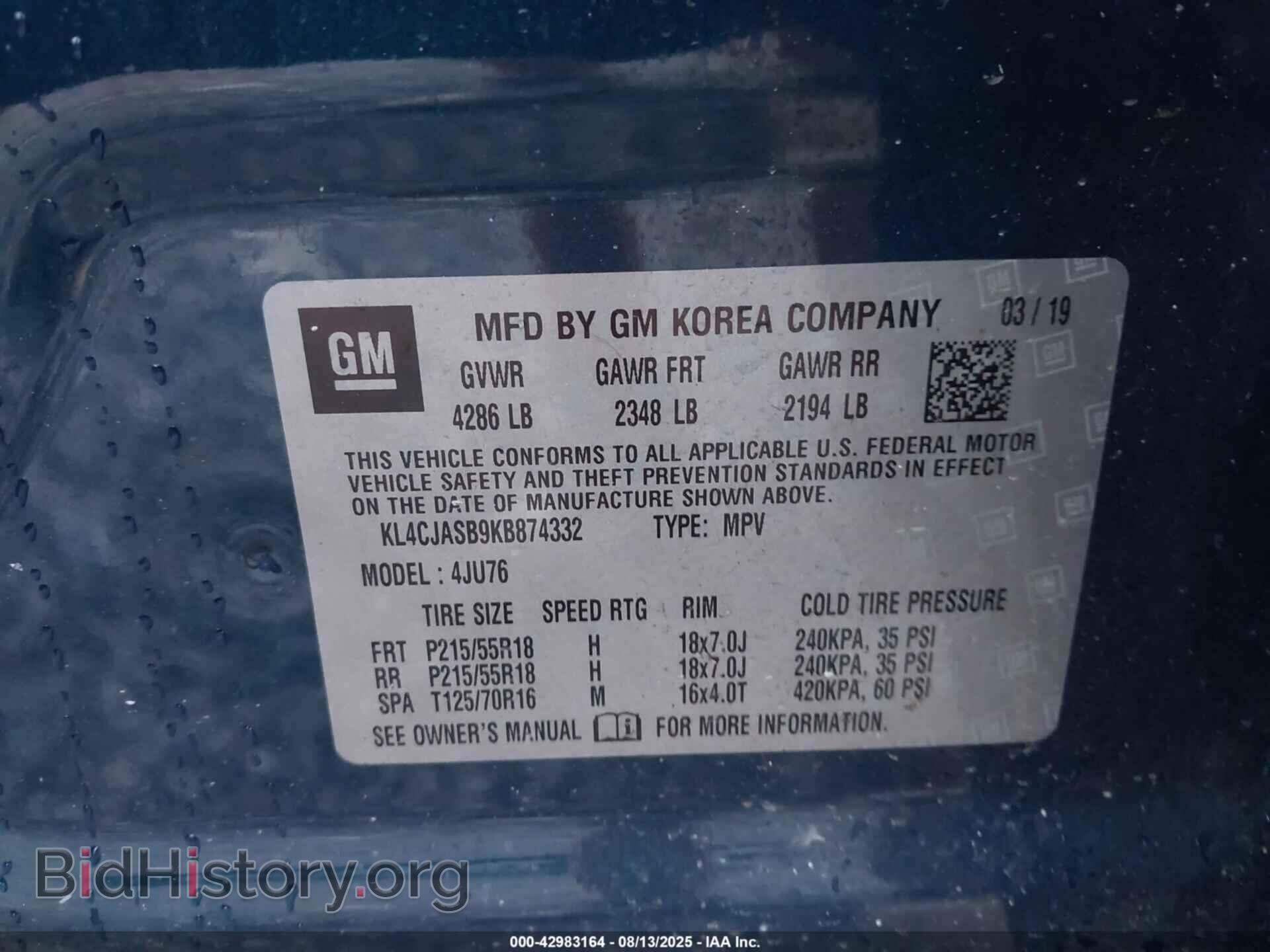 2019 BUICK ENCORE - VIN: KL4CJASB9KB874332 - Photo 9