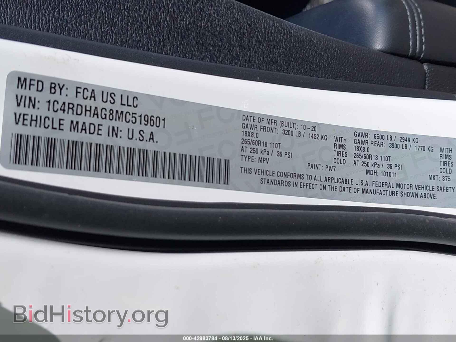 2021 DODGE DURANGO - VIN: 1C4RDHAG8MC519601 - Photo 9