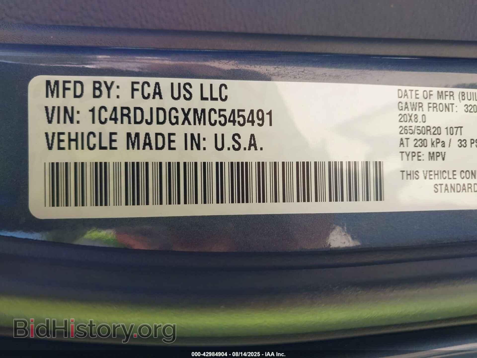 2021 DODGE DURANGO - VIN: 1C4RDJDGXMC545491 - Photo 9