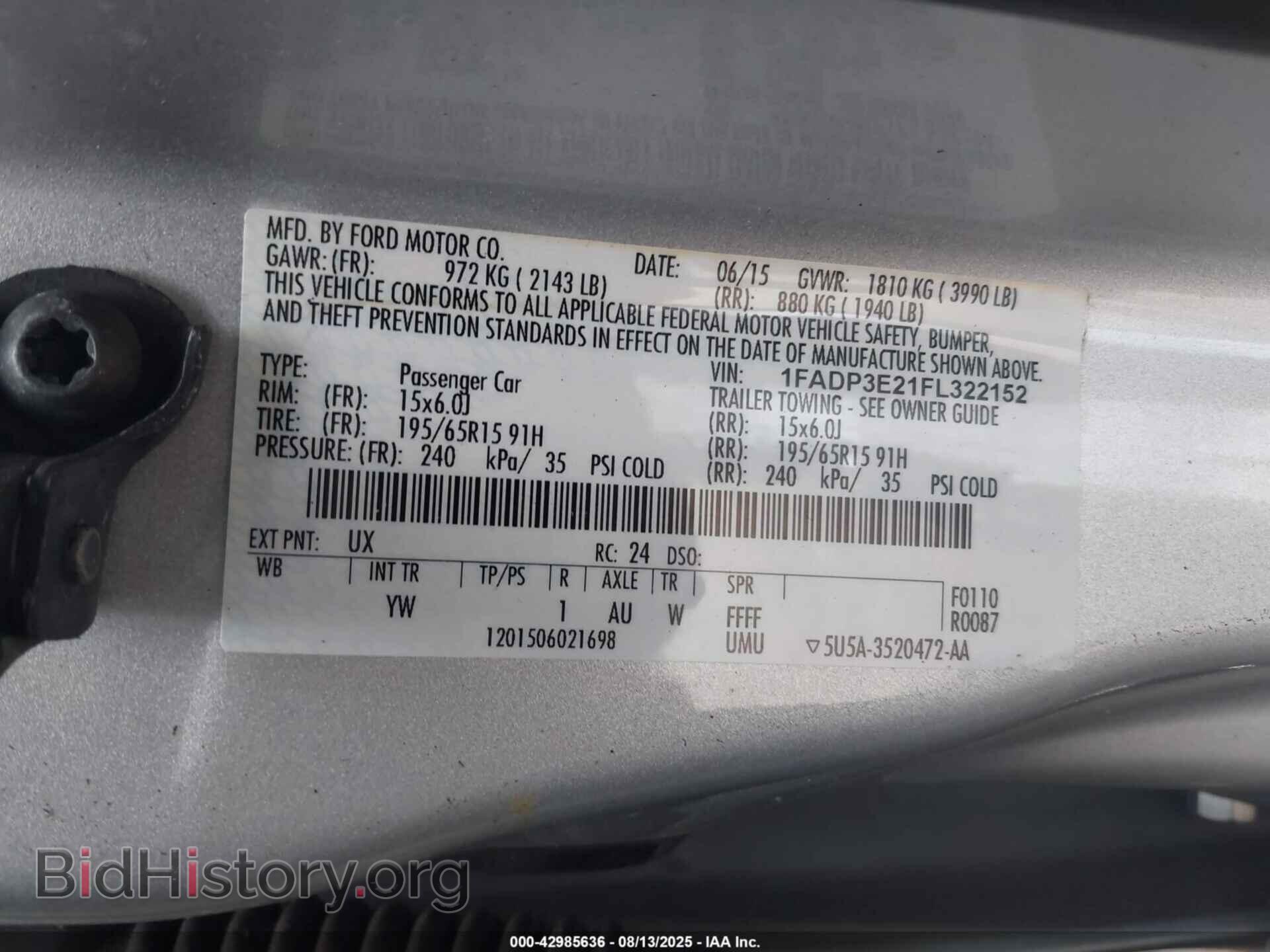 2015 FORD FOCUS - VIN: 1FADP3E21FL322152 - Фото 9