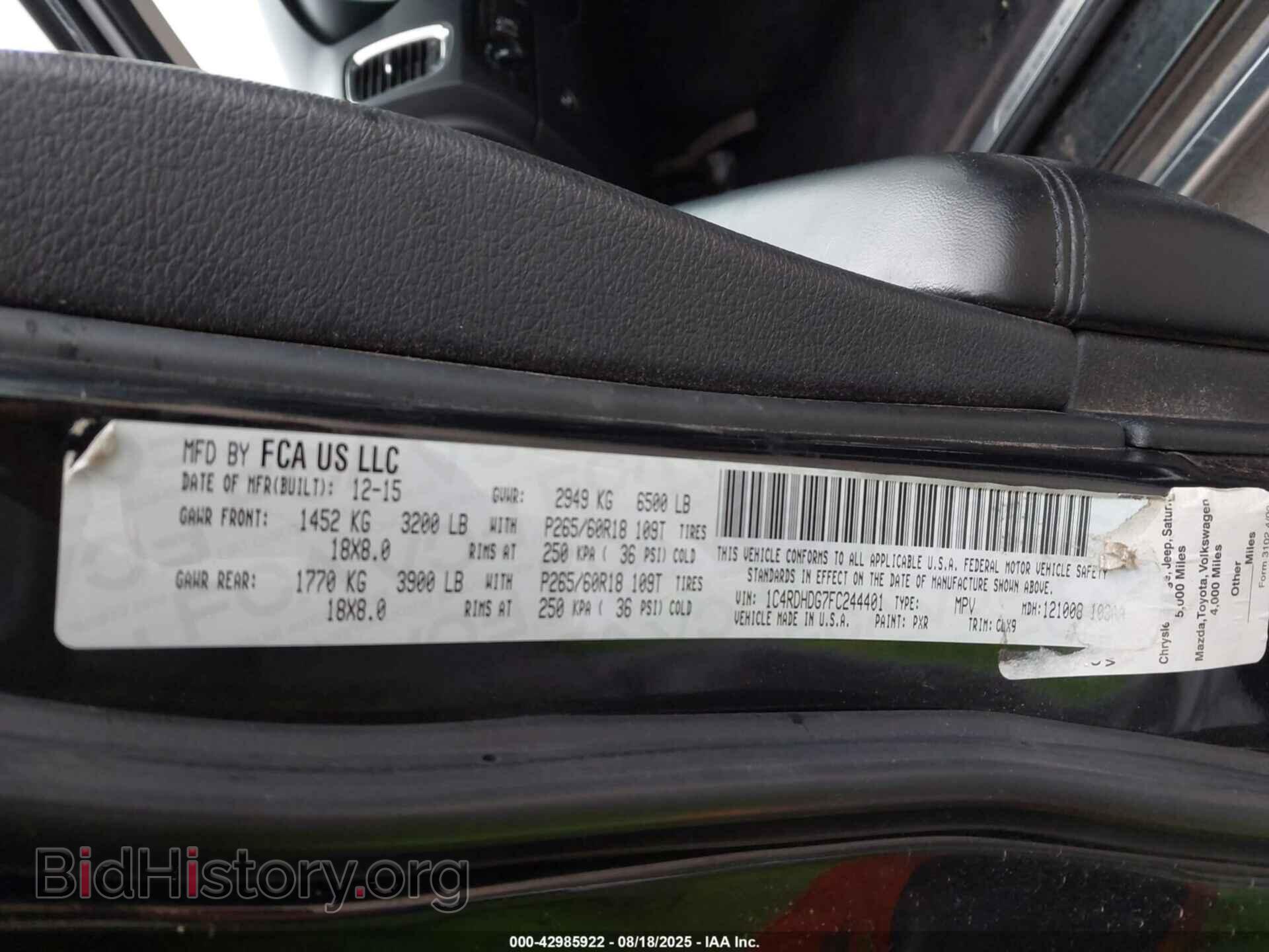 2015 DODGE DURANGO - VIN: 1C4RDHDG7FC244401 - Фото 9