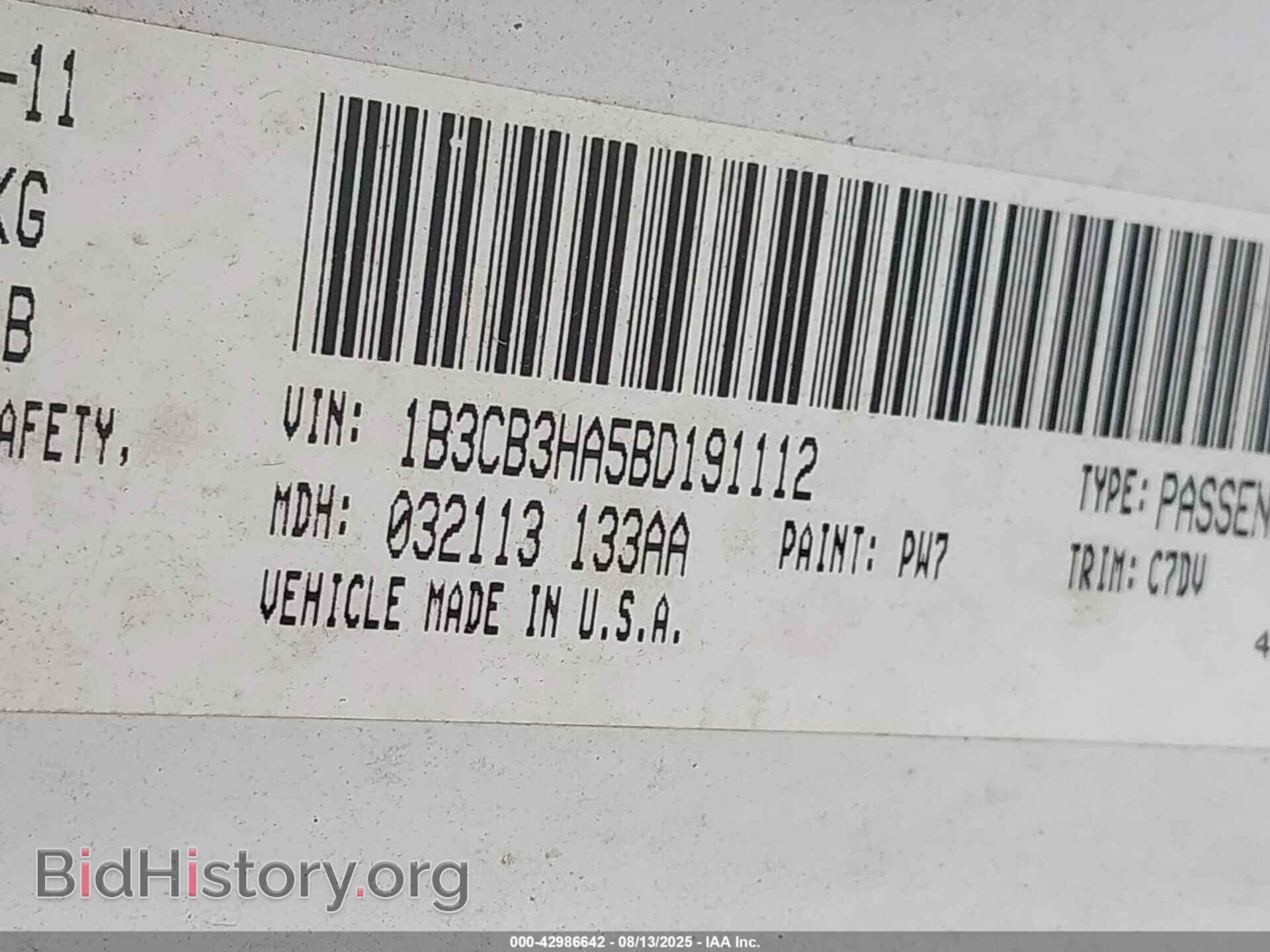 2011 DODGE CALIBER - VIN: 1B3CB3HA5BD191112 - Фото 9