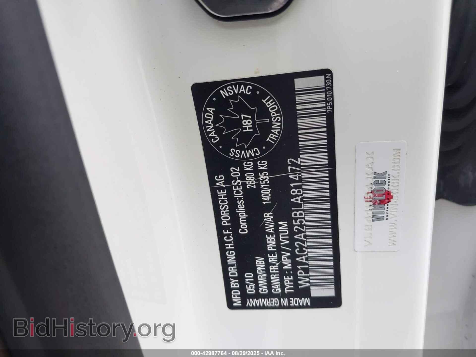 2011 PORSCHE CAYENNE - VIN: WP1AC2A25BLA81472 - Фото 9